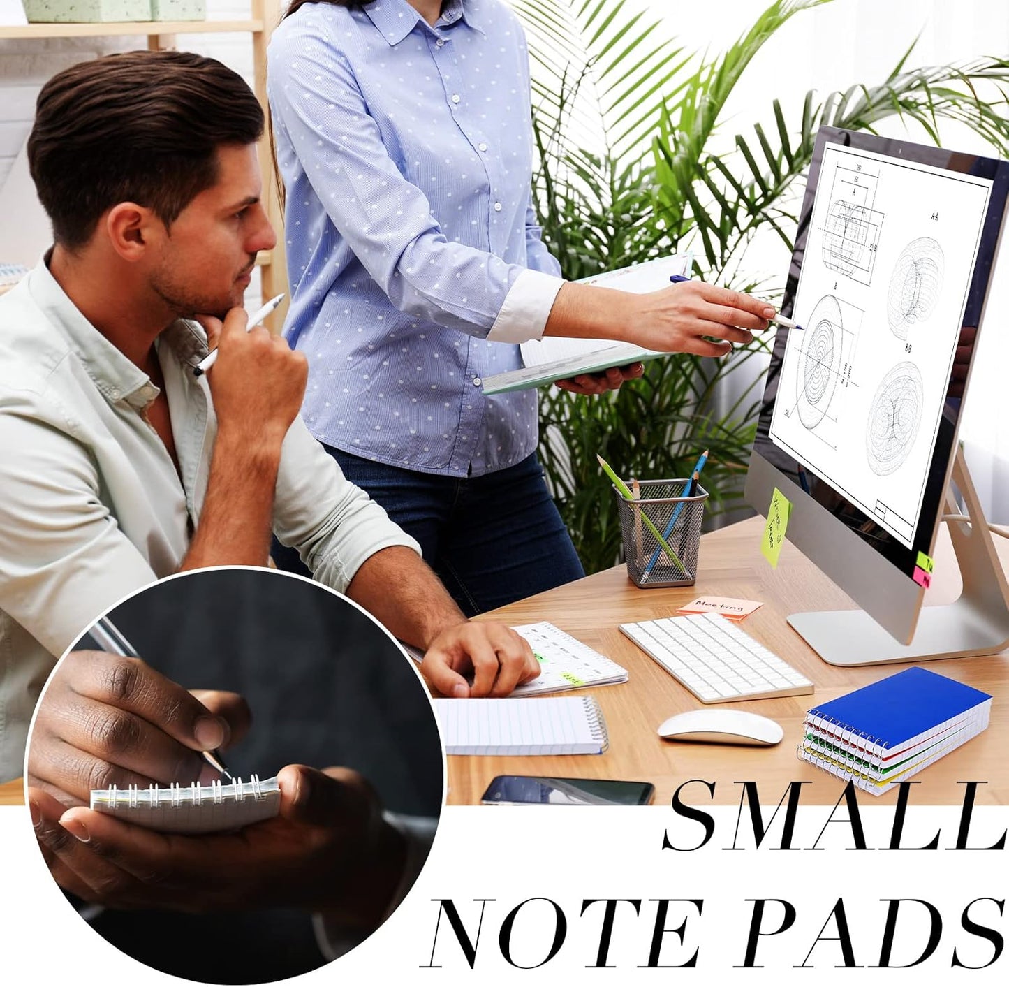 Leinuosen 100 Pcs Spiral Memo Pads 3x5 Inch 75 Sheets College Ruled Small Pocket Notebooks Little Mini Notepads Bulk Top Bound Lined Note Pads for Home School Office Travel Work (Bright Color)