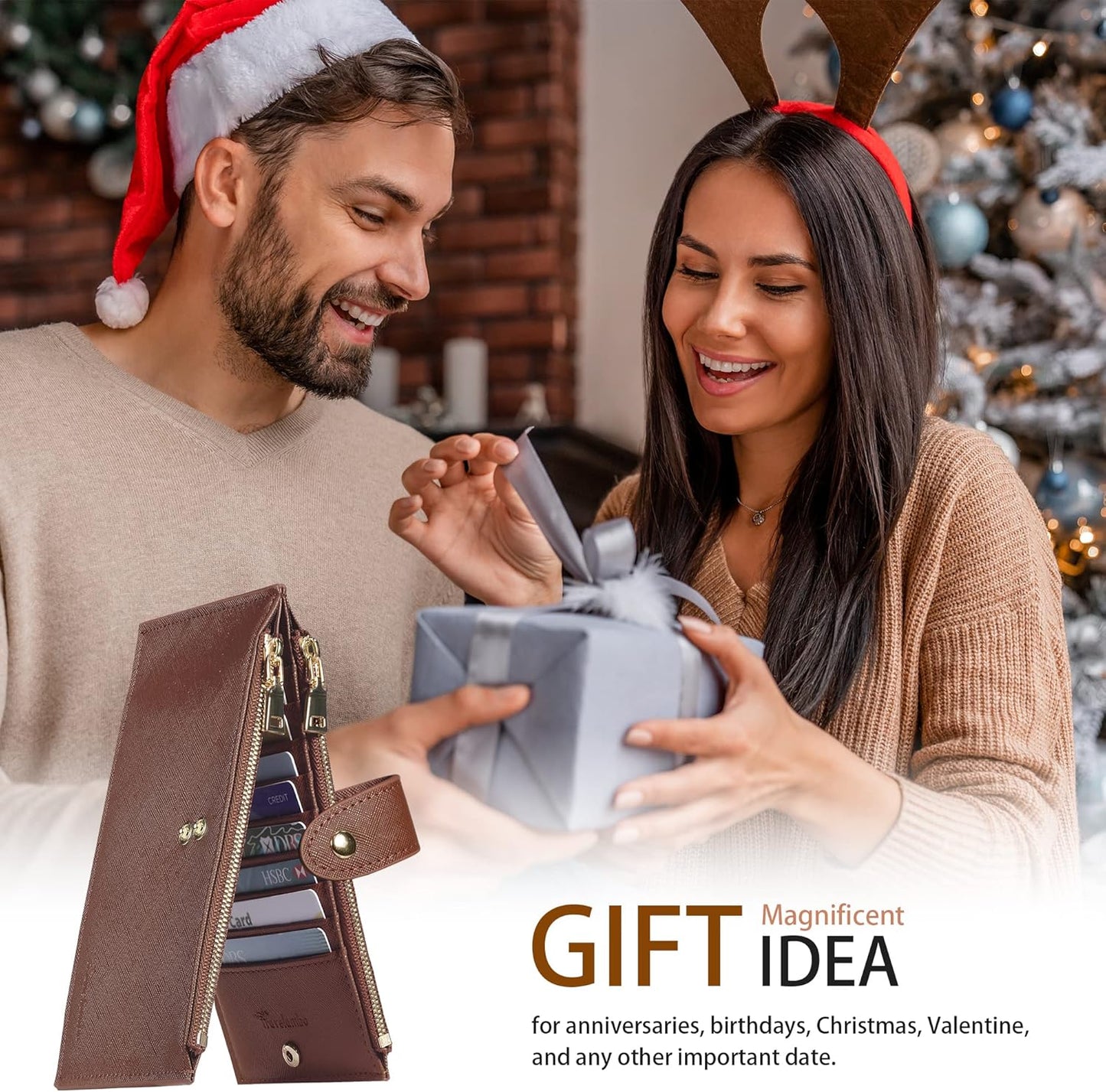 Travelambo RFID Wallet Women Large Size Bifold Multi Card Wallet Case with Zipper Pocke Credit Card Holder for Women