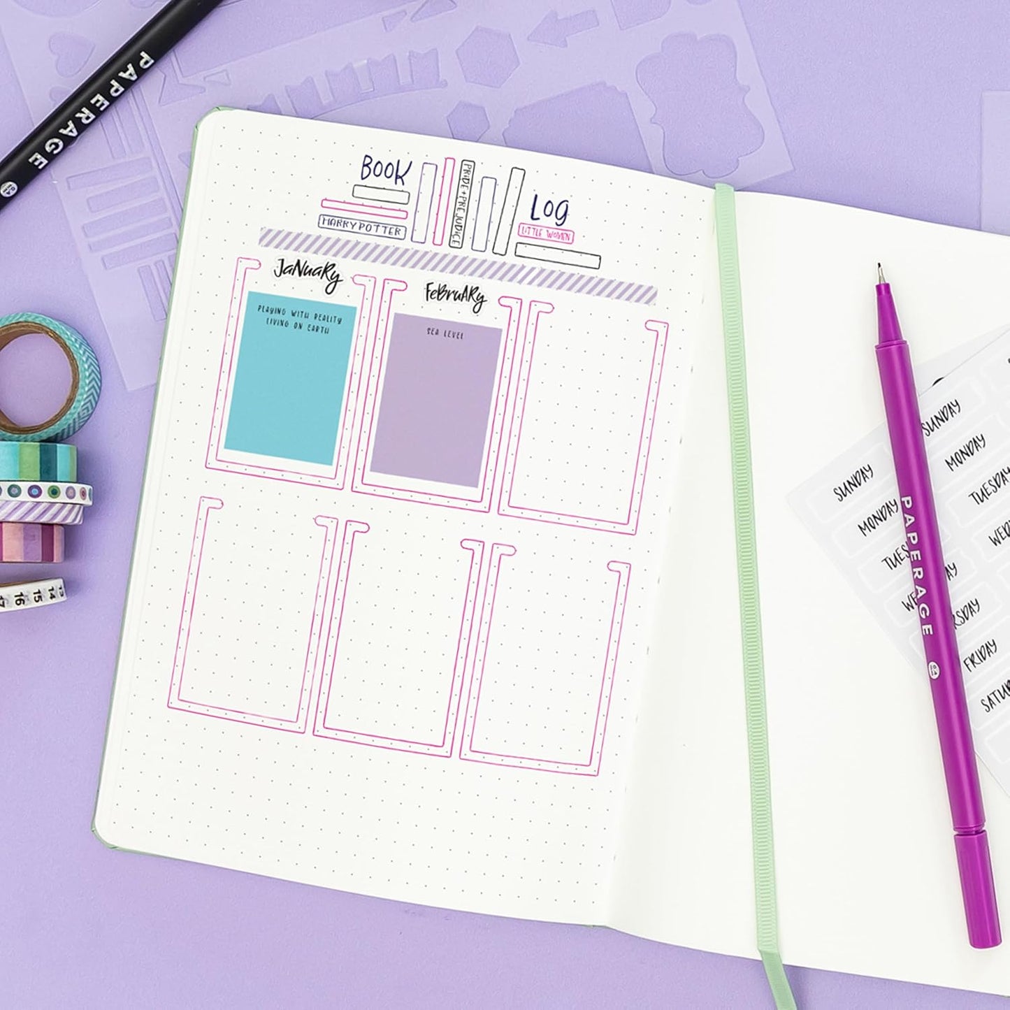 PAPERAGE Dotted Journal Notebook, (Raspberry), 160 Pages, Medium 5.6 in x 8 in - 100 GSM Thick Paper – Hardcover Journaling Notebook for Work, School & Bullet Journaling