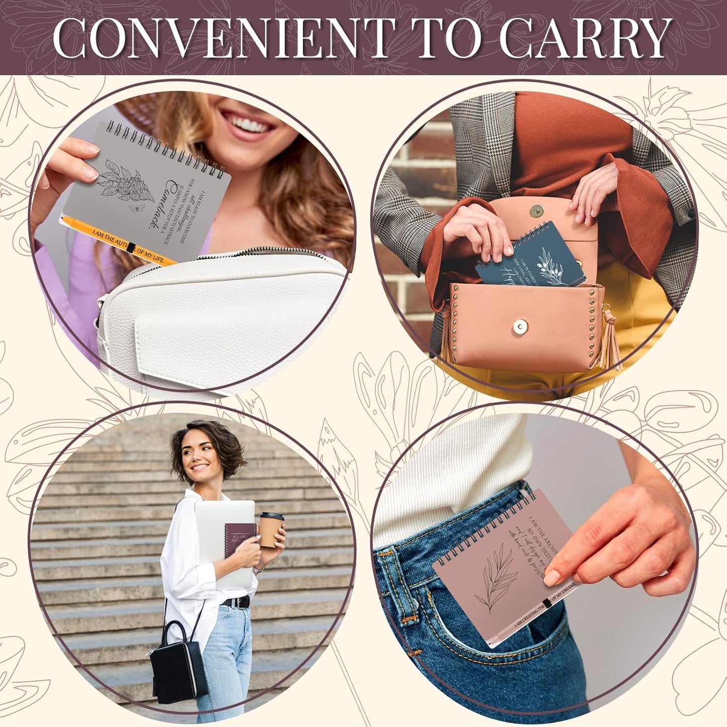 Kosiz 72 Pcs/36 Set Positive Affirmation Gifts Gratitude Spiral Notebooks with Pens Motivational Encouragement Notepads Daily Affirmations Journal for Women (Simple)