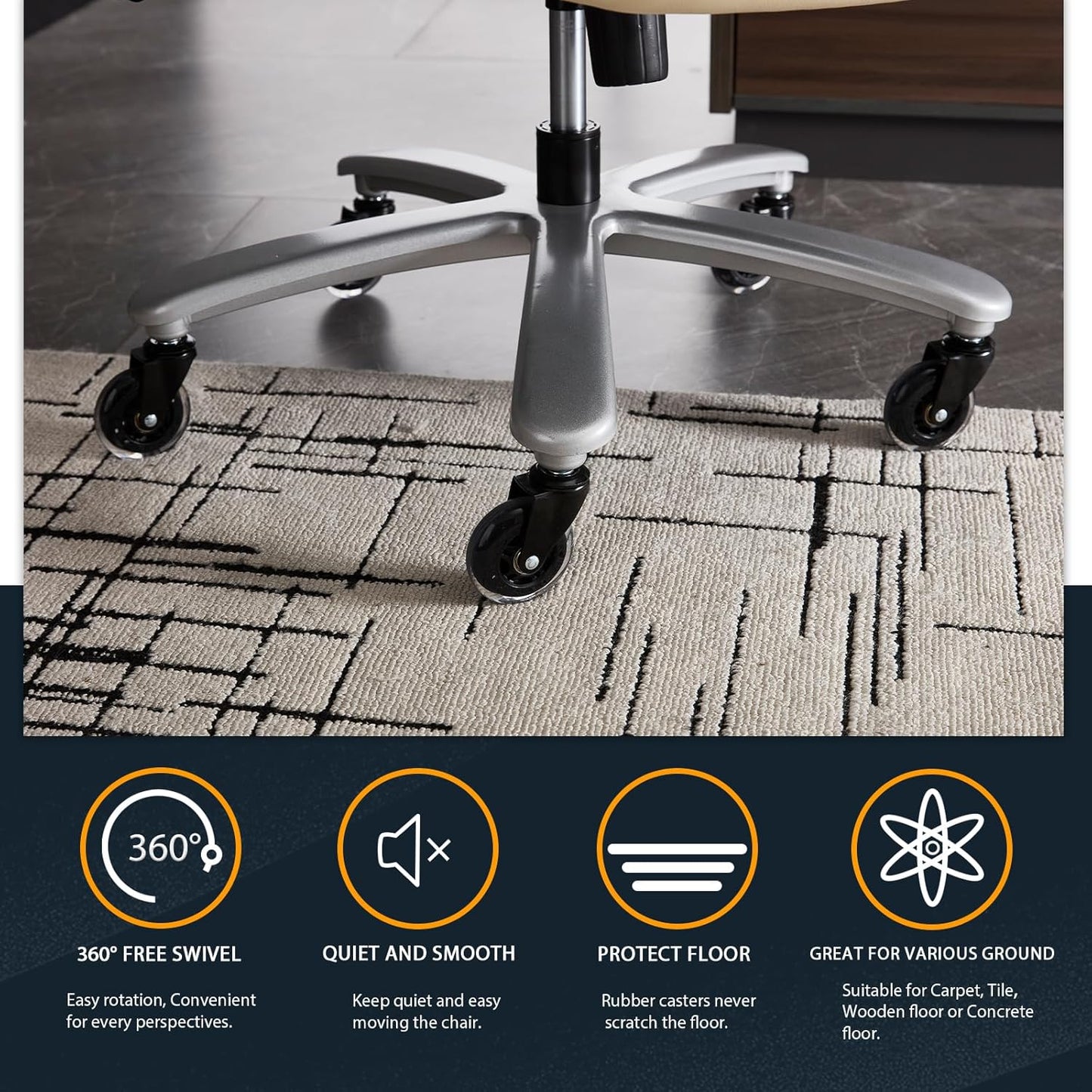 Big and Tall Office Chair for Heavy People, 500LBS High Back Extra Wide Heavy Duty Executive Office Chair Comfortable for Home, Large Computer Desk Chairs with Adjustable Lumbar Support Beige