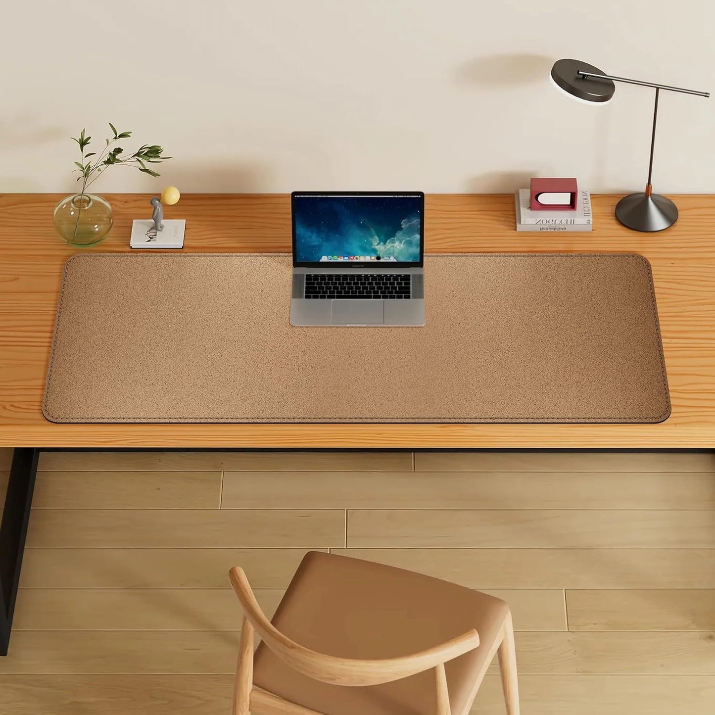 VYAAA Cork & Leather Desk Mat, 59"×19.6" Large Mouse Pad, Desktop Protector for Desk, Multifunctional Keyboard Mouse Pad for Home or Office (Black)