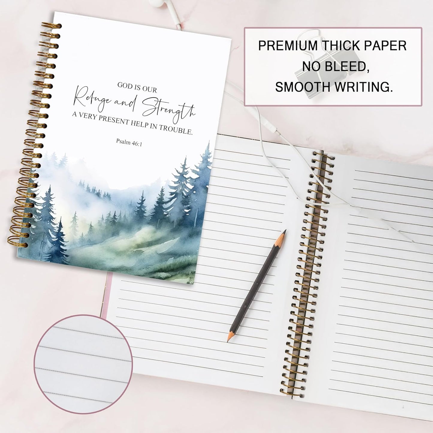 Bible Notebook, A5 Spiral Christian Journal with Floral Pink Butterfly Notebook, Bible Verse-God Says You Are, Inspirational Notebooks for Women, Bible Study, Gift for Birthday Christmas