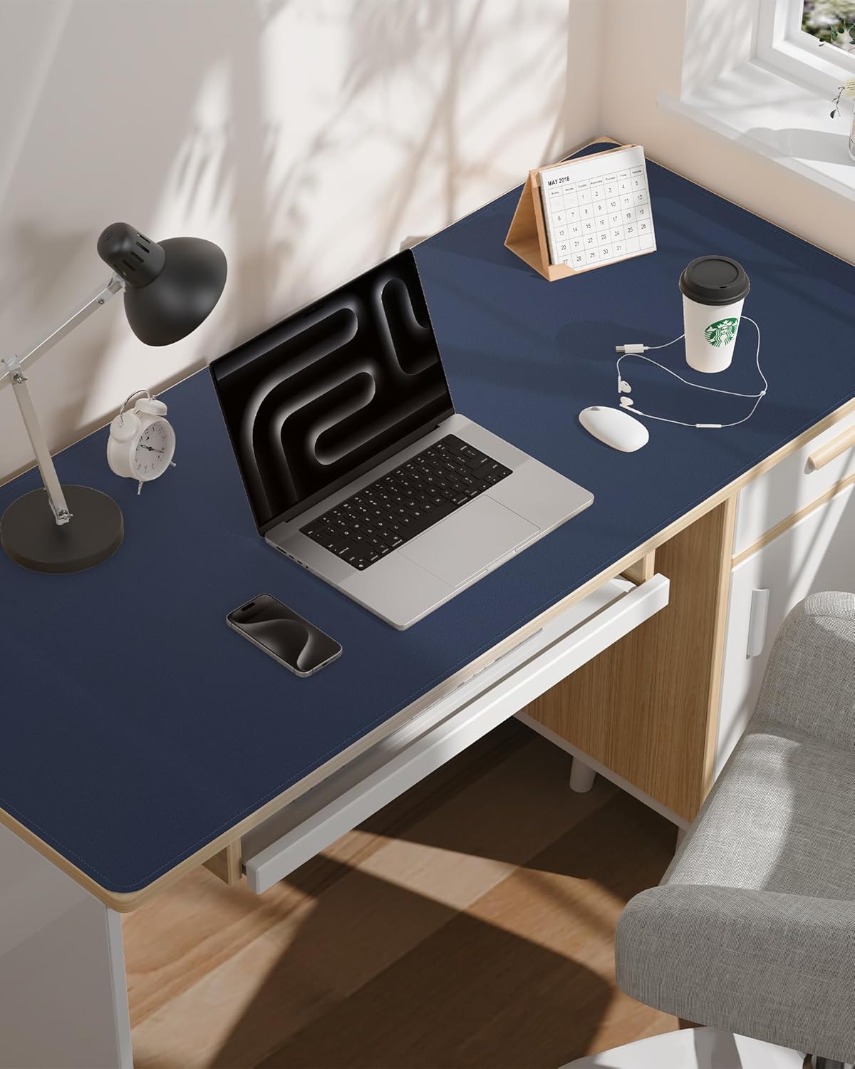 Large Desk Mat 55"x24" - Premium Non-Slip Desk Pad, Waterproof and Scratch-Resistant Office Desk Protector, Large Desk pad Workspace Mat for Home and Office(Midnight Blue)