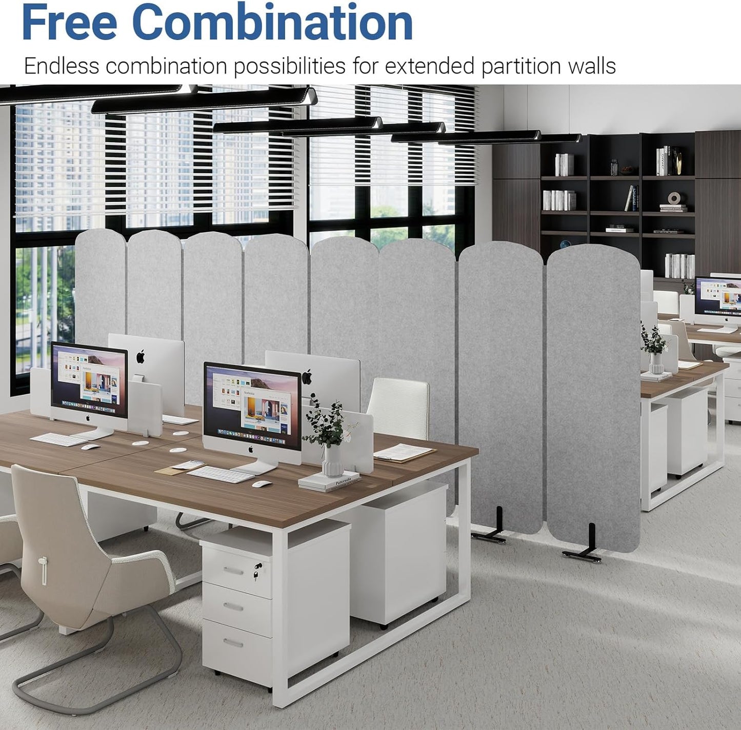 Natwind 5 Panel 122.8 x 71 in Office Room Privacy Protect Space Divider Portable Partition,Wall Folding Cubicle Indoor Freestanding Acoustic Partition Temporary for Office Room