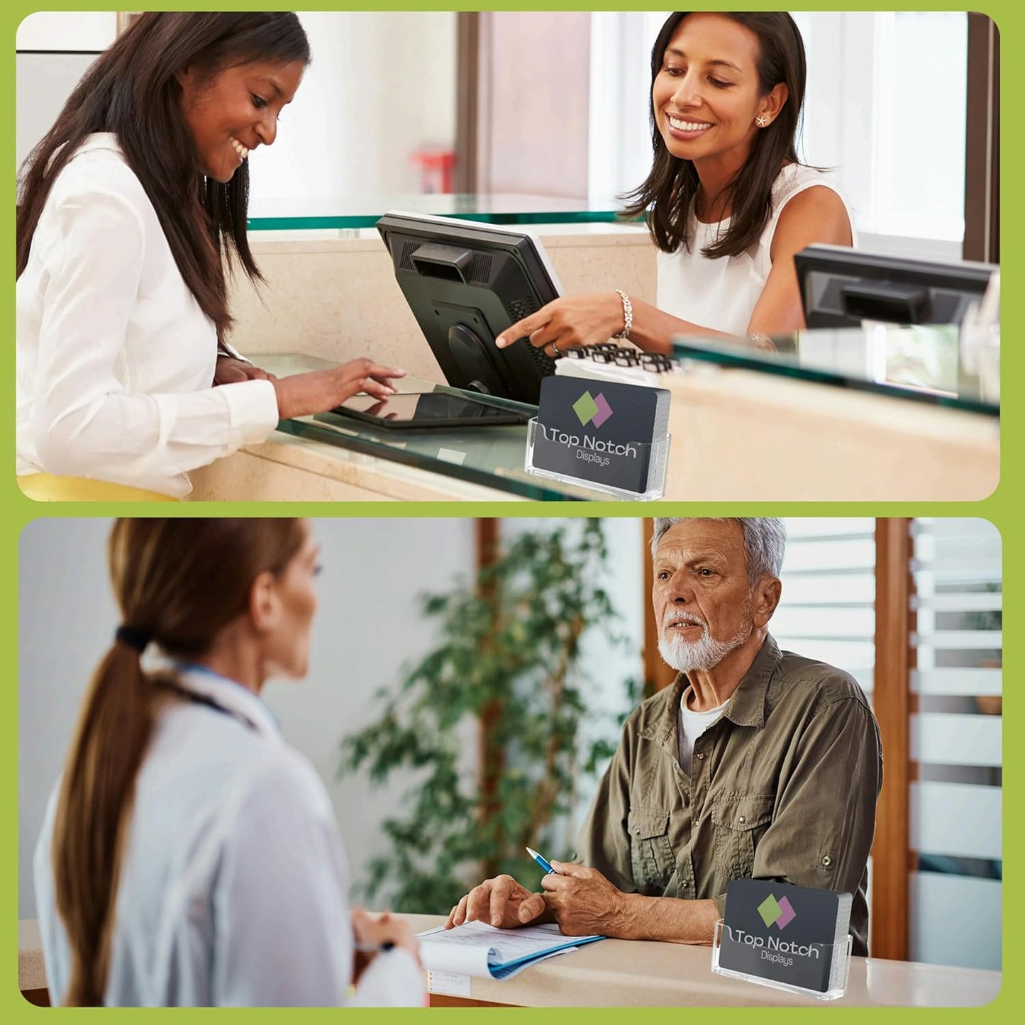 Acrylic Business Card Holder for Desk - Gift & Business Card Display Stand, Sleek & Durable Card Holder Display for Office, Home & Retail Use, Fits 50 Business Cards, 6 Pack - Clear