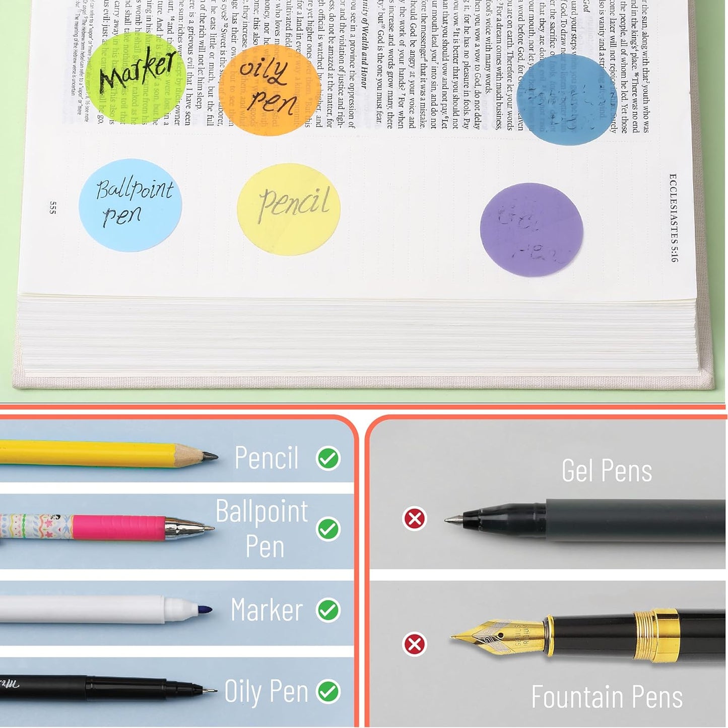 Mr. Pen- Transparent Sticky Note Set, 1120 Sheets, Colorful, Round Transparent Sticky Notes Set