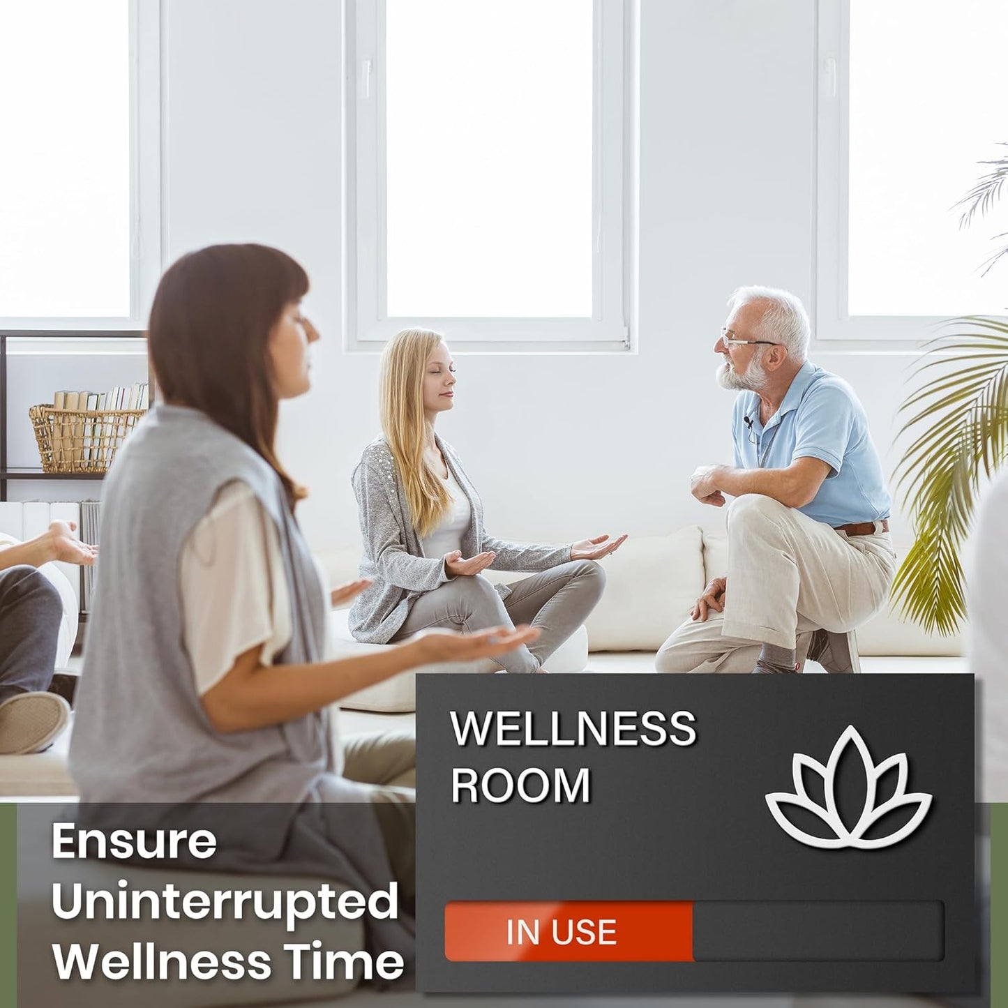 Wellness Room Sign, Do Not Disturb Office Door Signs, Available In Use Sign, Privacy Sliding Door Signs Tell Whether Wellness Room Vacant or Occupied