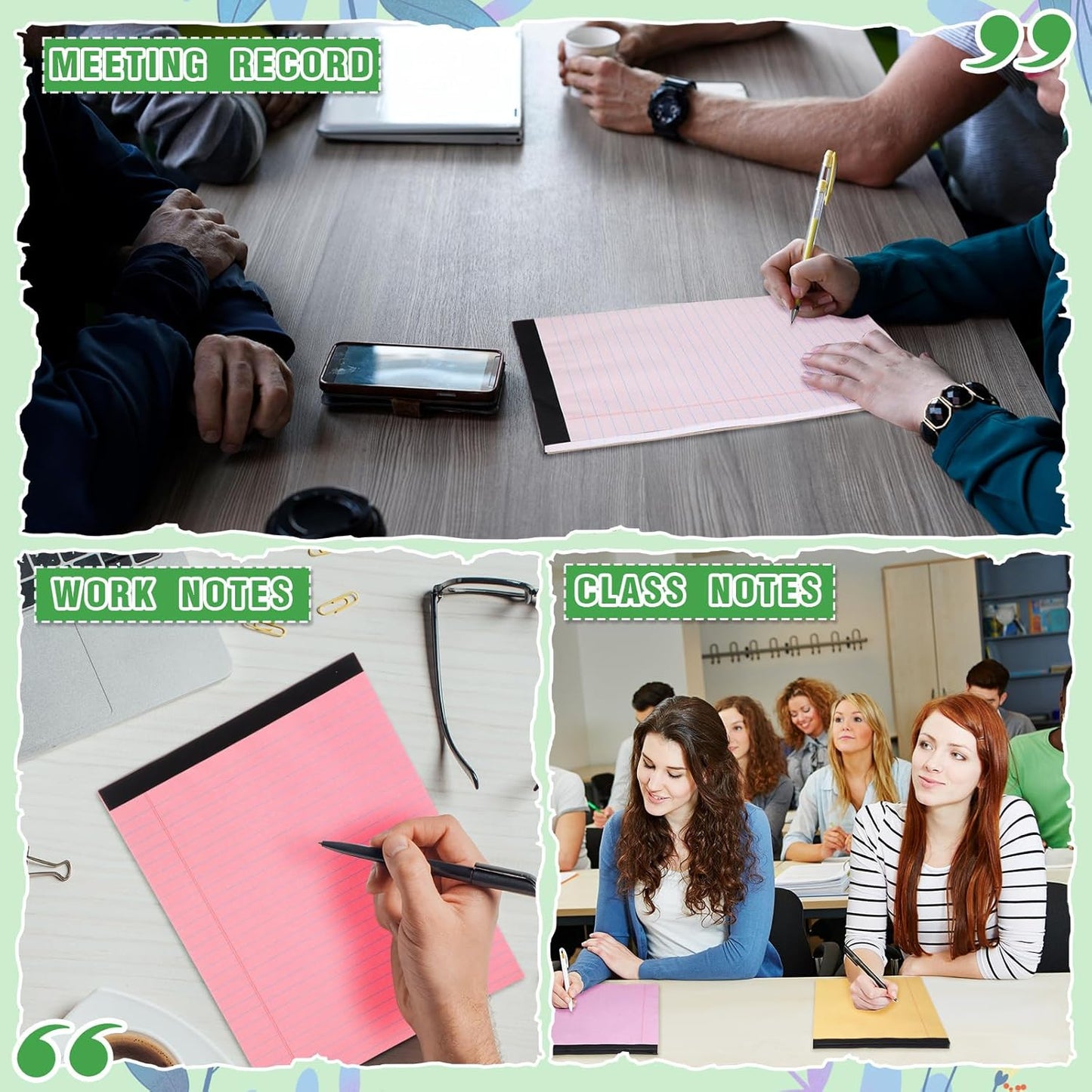 Fuutreo 8 Pcs 8.5'' x 11'' Colored Legal Pad Writing Pads Wide Ruled 50 Sheets Per Notepad Perforated Writing Notepad Office Supplies for School College Office Business (Pastel Colors)