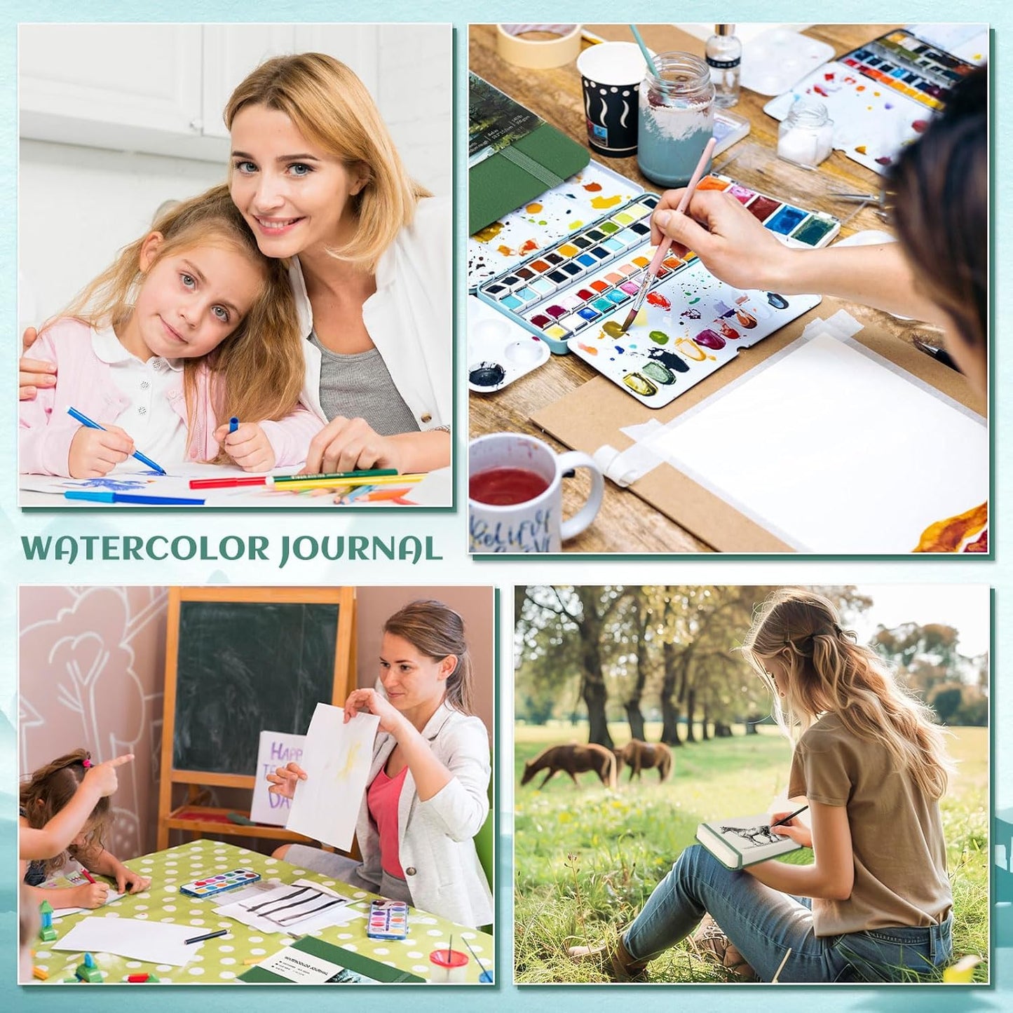 40 Sheets Watercolor Journal 4x6in, 140 lb/300 GSM Watercolor Sketchbook Cold Press Watercolor Paper Watercolor Notebook for Art Painting, Drawing, Mixed Media