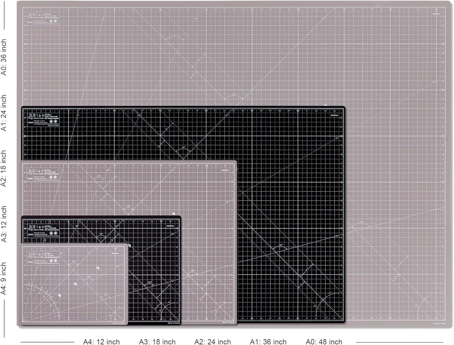 Elan Cutting Mat A4 Black & Taupe, Self Healing Cutting Mat 9x12 Inch, 5-Ply Craft Board Black, Hobby Board for Crafts 9x12 Inch