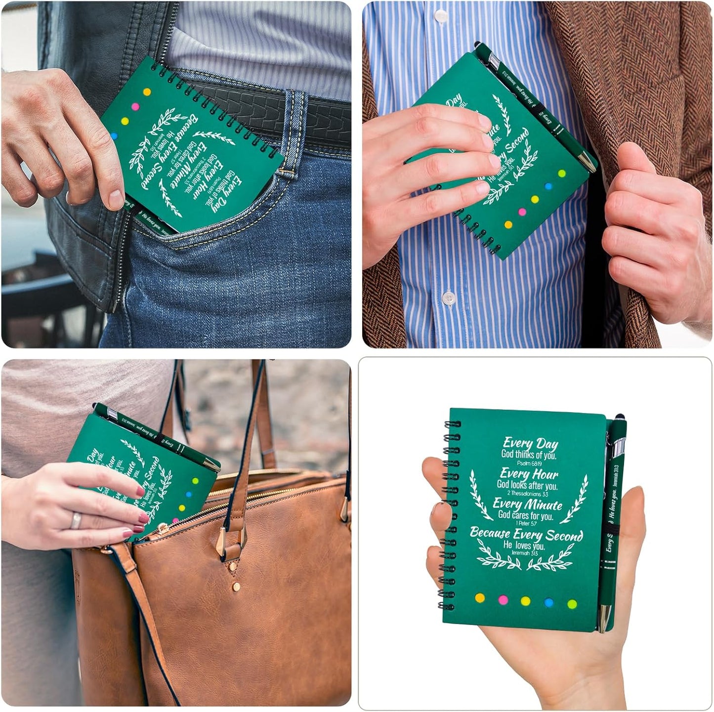 400 Pcs Bulk Fathers Day Christian Gifts Prayer Journal for Woman - 200 Set Religious Notepad with Christian Pen - Bible Notebook - Church Gifts for Inspirational, Bible Study, Devotions ( Green )