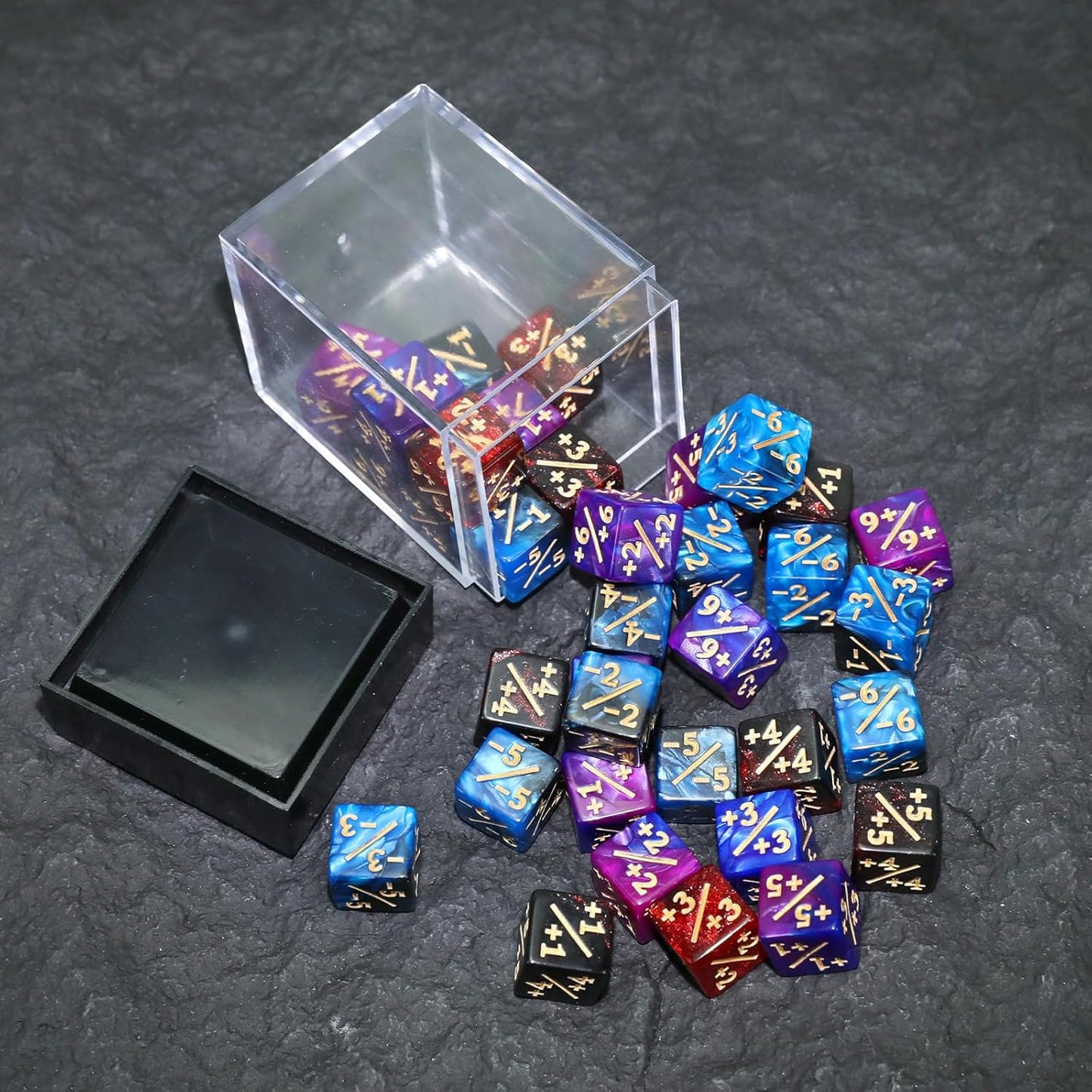 36PCS 12mm MTG Life Counters Dice Set with Box, Small MTG Tokens Loyalty 6 Sided Mini Dice Set, Compatible with TCG CCG Magic Card Gaming Accessories
