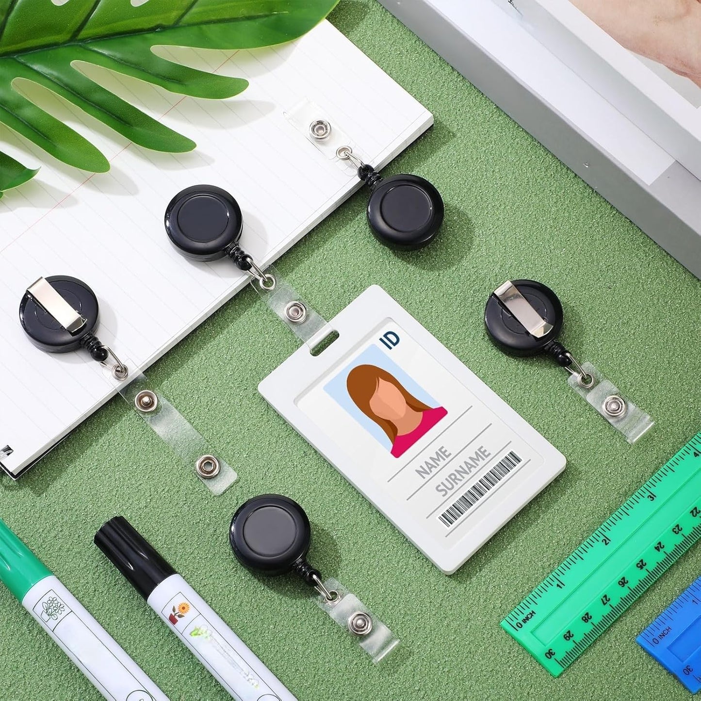 Handepo 400 Pcs Retractable Badge Reels Bulk, Black Retractable Badge Clip ID Holder Key Ring Clip for Office Students Teachers Doctor Nurse Employees Name ID Card Holder Key Card