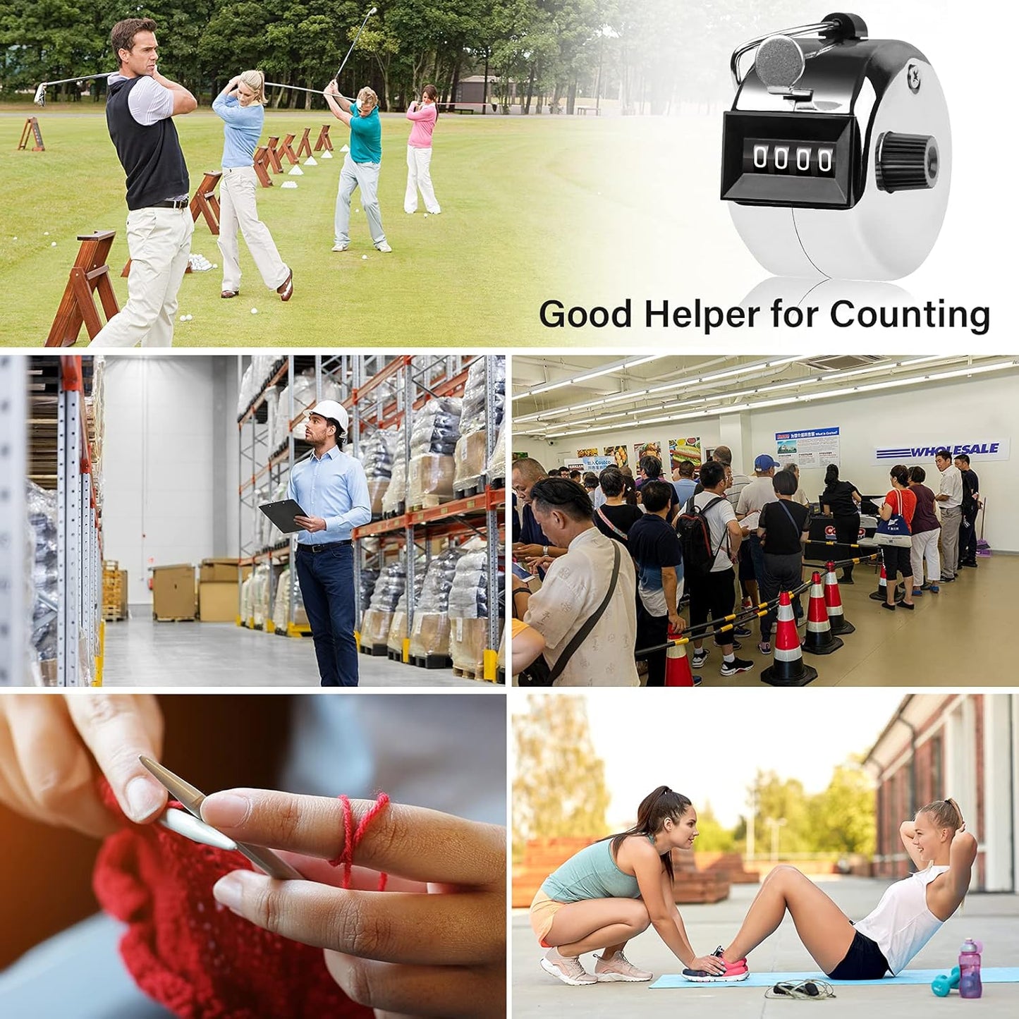 Tally Counter, 4-Digit Clicker Counter, Metal Hand Tally Counters Clicker Pitch Counter for Counting, Knitting, Coaching, Golf, Lap, Fishing