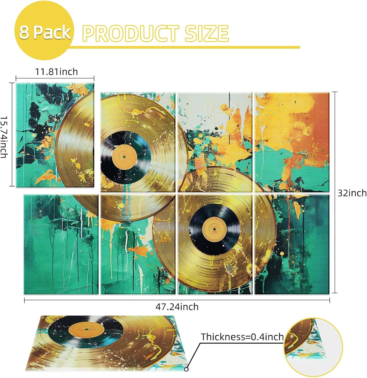 Art Acoustic Panels 8 Pack, Sound Proof Wall Panels, 48"X32" Self-adhesive Sound Absorbing Wall Art, Decorative Acoustical Panels, Acoustic Treatment for Recording Studio(Vintage Tape)