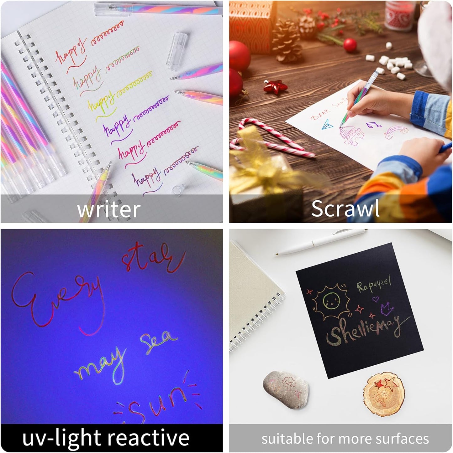 LIULIUCAI 18 Pack Rainbow Gel Pens with Upgraded Tip,Magic 3 Color Mixing Gel Pens Set, Glitter/Neon/Pastel for Adult Coloring Books, Journaling, Doodling, Stable Colorful Art Supplies