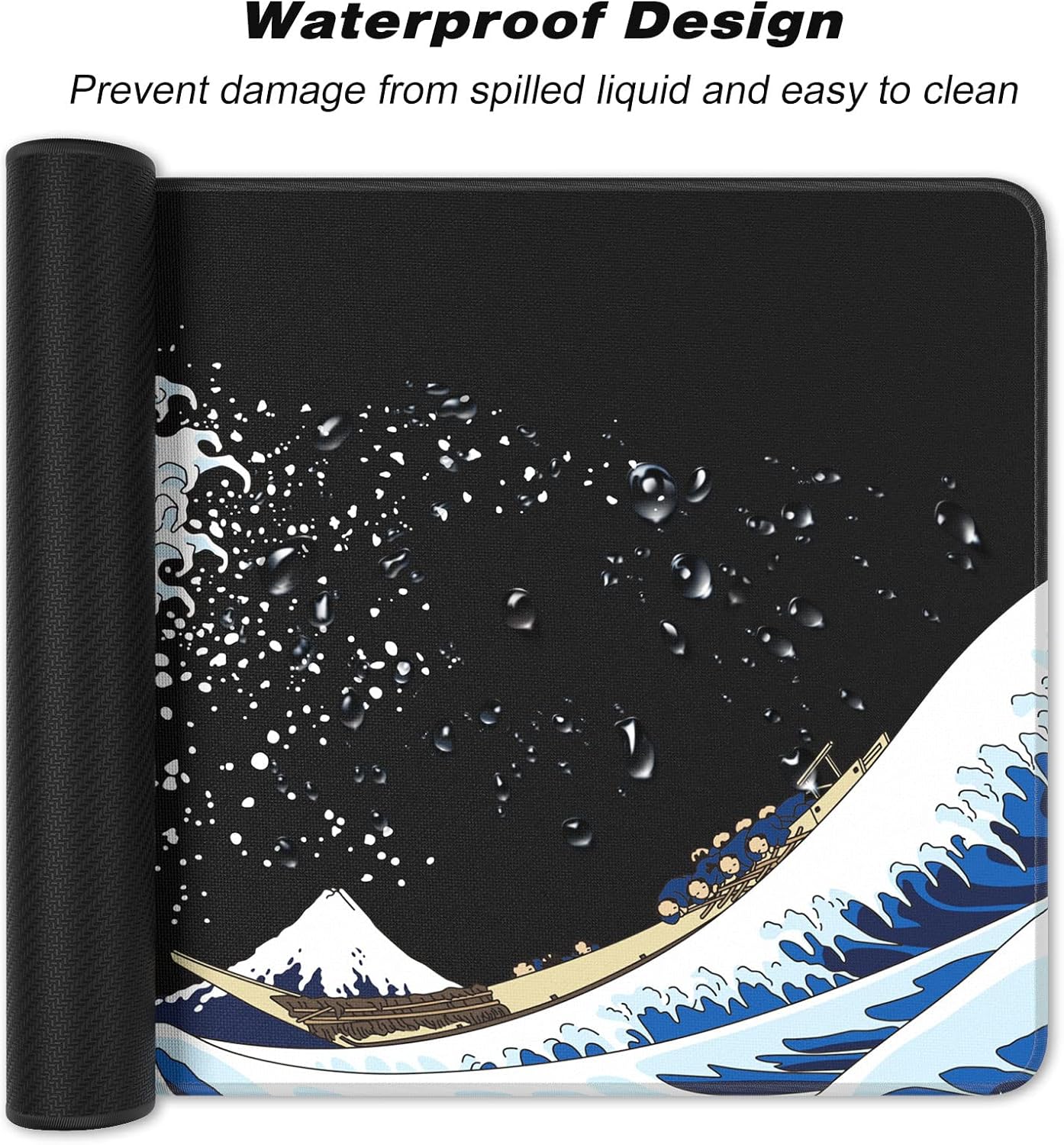 Extended Large Mouse Pad, XXL Gaming Mousepad 31.5 x 15.7 Inch, Big Computer Keyboard Desk Pad, Waterproof Mouse Mat with Stitched Edges and Non-Slip Base for Office Gaming, Sea Waves