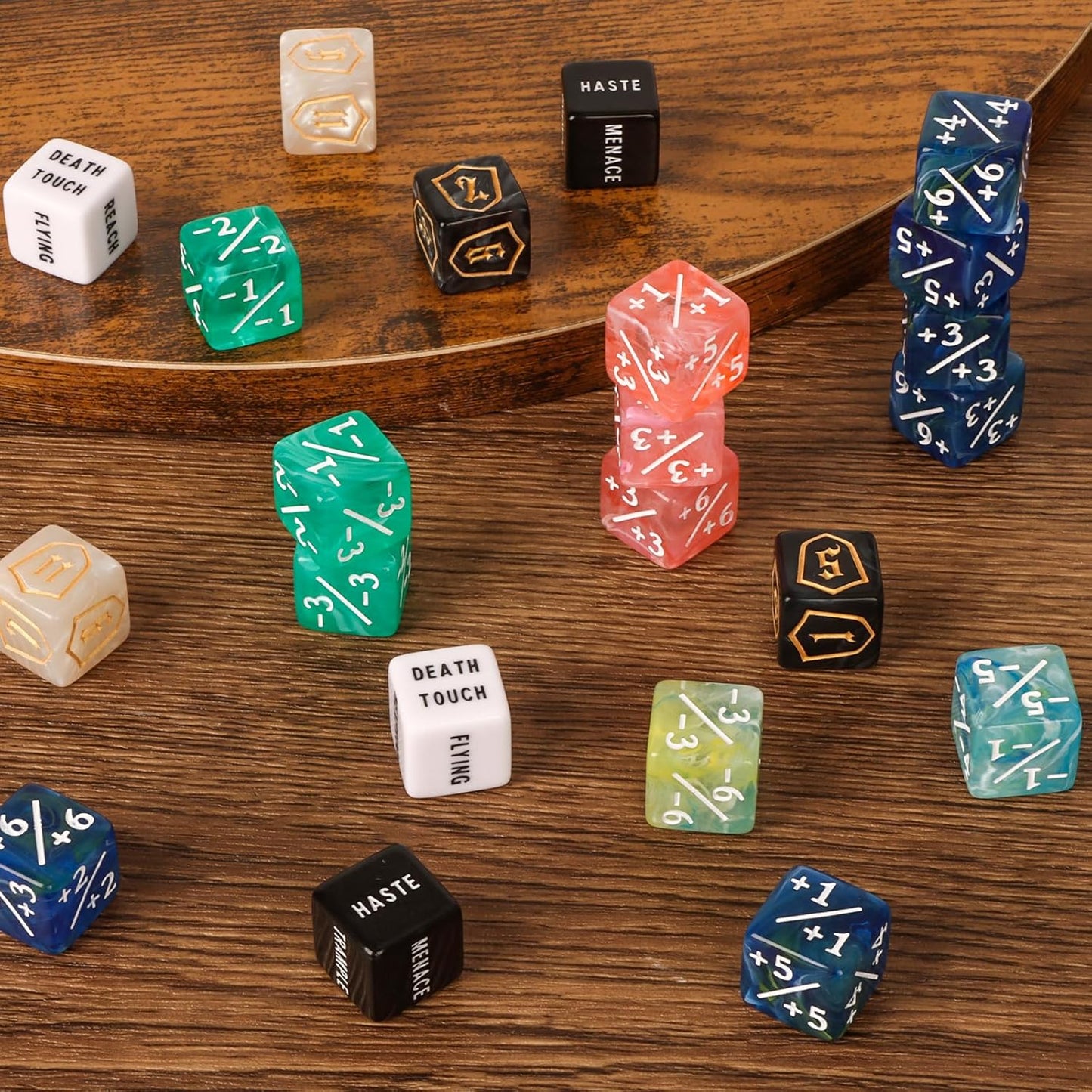 100 Pieces MTG Dice Counters Set Bulk Ability Keyword Tokens Shield Life Counters 6 Sided Dice for Magic The Gathering TCG Card Gaming Accessories (Dice Set (B))