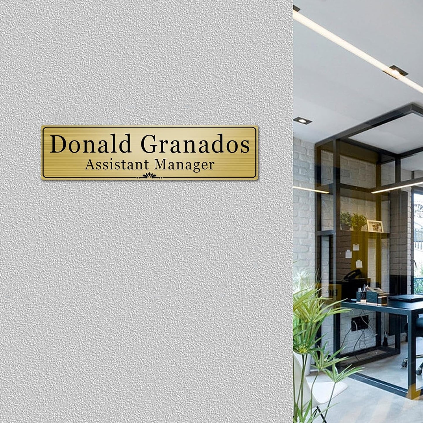 Custom Elegant Office Engraved Name Plate for Doors or Wall Sign, Personalized Office Door Name Plates with Adhesive, Laser Engraving, 10 Colors Available (Size 2.5"H x 8"L)