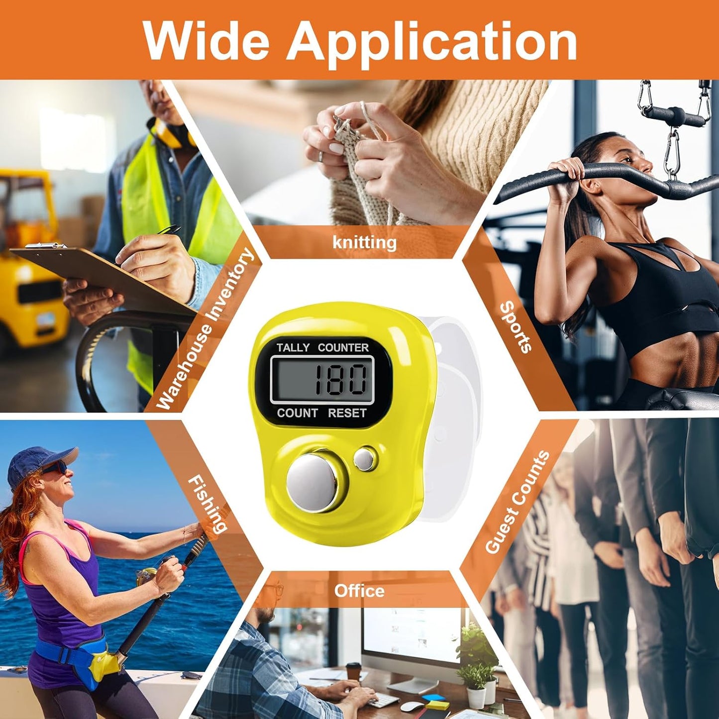 Amble 12 Pack Electronic Finger Counter, 5 Digit LCD Electronic Digital Display, Hand Tally Clicker Counter, Digital Handheld Tally Counter, Counting for Golf, Goods Counting, Lap, Knitting