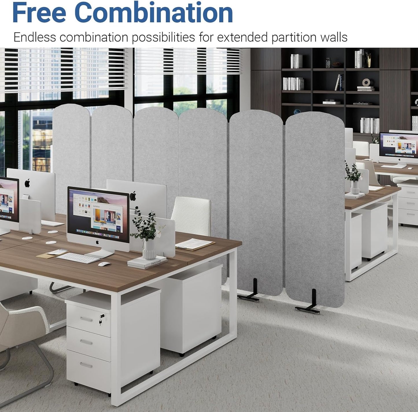 Natwind 3 Panel 73.2 x 71 inch Office Room Privacy Protect Space Divider Portable Partition,Wall Folding Cubicle Indoor Freestanding Acoustic Partition Temporary for Office Room