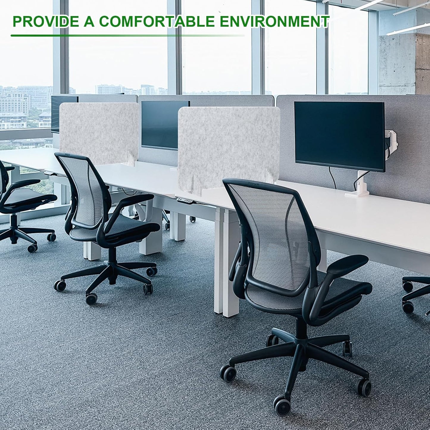 PATIKIL Desk Divider, 4 Set 24 x 16 Inch Acoustic Freestanding Desk Divider Desk Privacy Panel with 8 Pcs Support Feet for Library Office Workstation,Orange