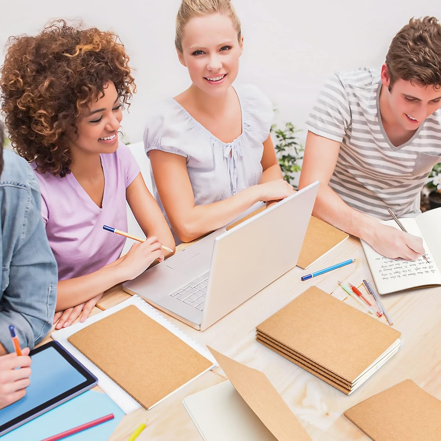 feela 15 Pack Blank Kraft Notebooks, Unlined Sketchbook Note Pad Travel Journal for Drawing Doodling Writing, Journal Bulk For Women Kids Students Office School Supplies, A5, 60 Pages, 8.3” X 5.5”