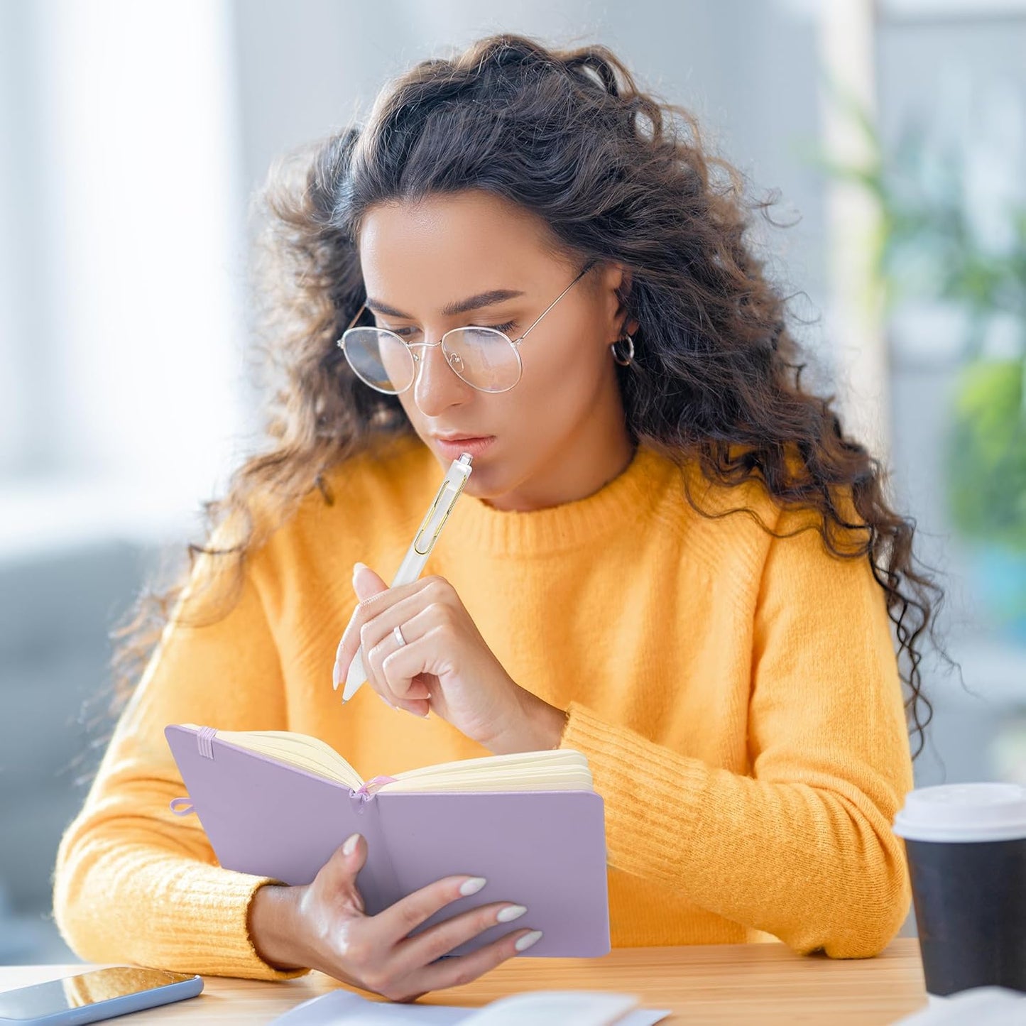 Aodaer 50 Sets Pocket Notebook Journal with Pens, 160 Pages, 3.5 x 5.5 Inch Mini Lined Journal Notebook A6 Leather Hardcover College Ruled Notepad with Pen Holder for School Office Gifts, Lavender