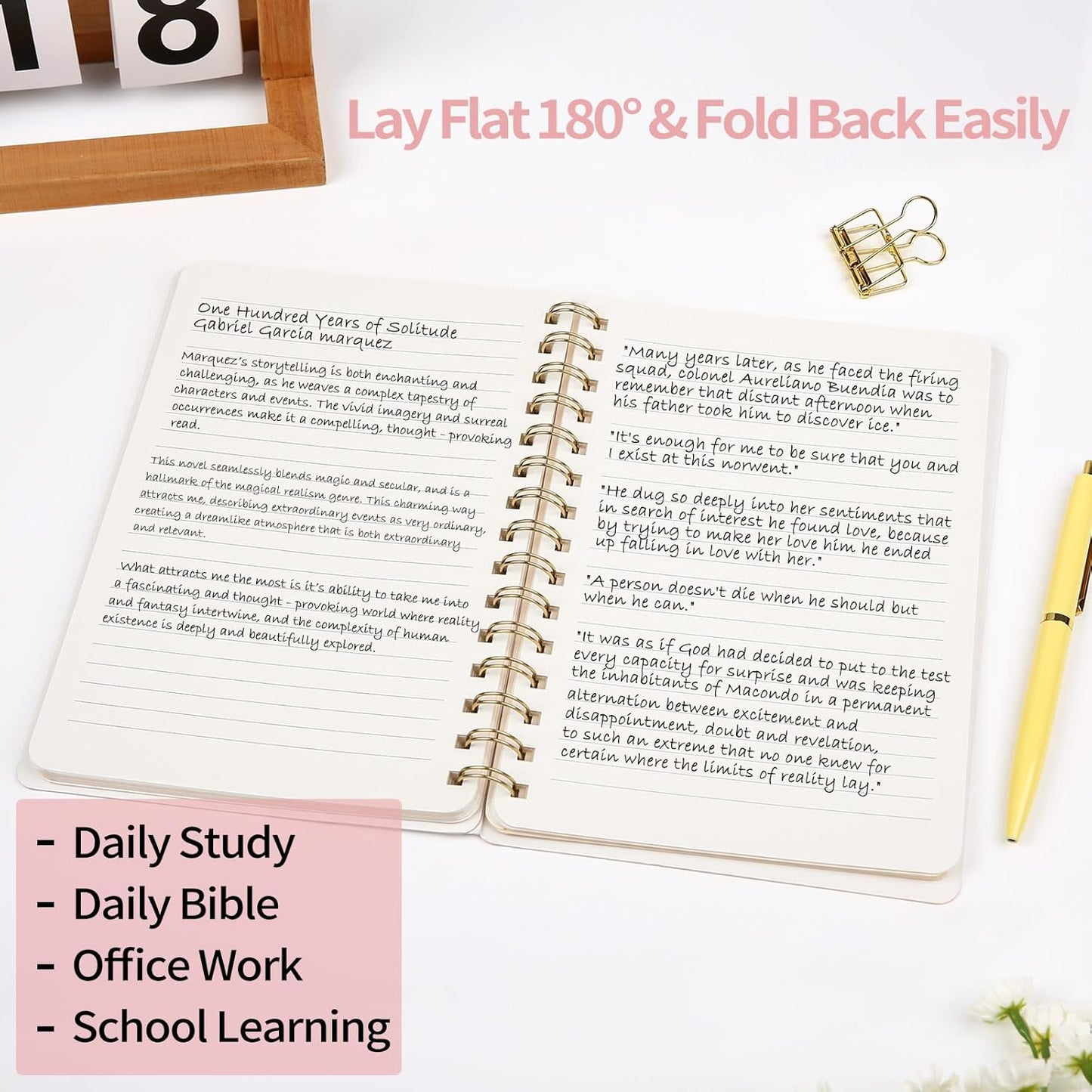 Spiral Notebook-5.75" x 8.125" Journal with Back Pockets and 160 Lined Pages,PU Leather Cover Business Journal, Twin-Wire Binding Notebook Perfect for Office & Home School Supplies