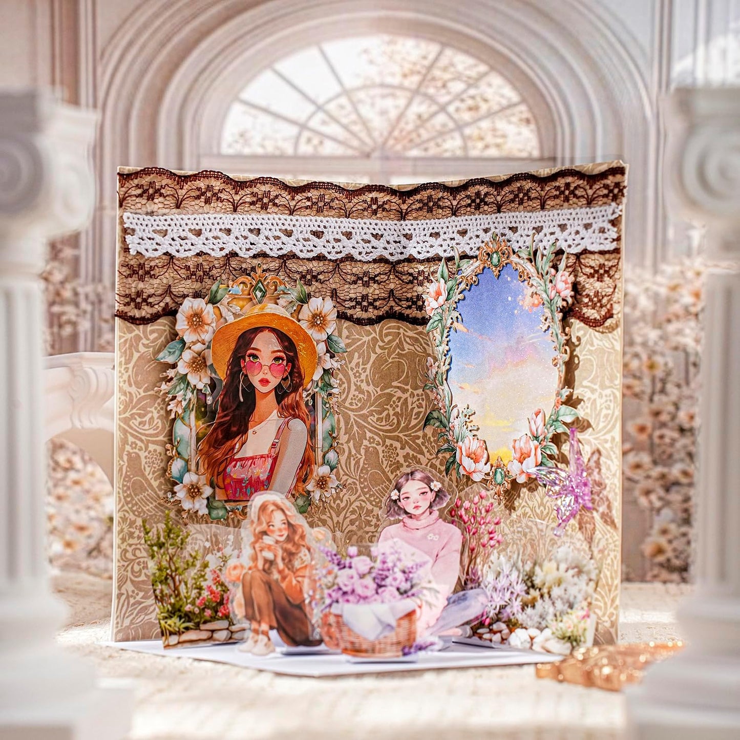 Baroque Frame Sticker Set, 60PCS Vintage Cardstock Borders for Scrapbooking, Journaling, DIY Crafts, and Planners