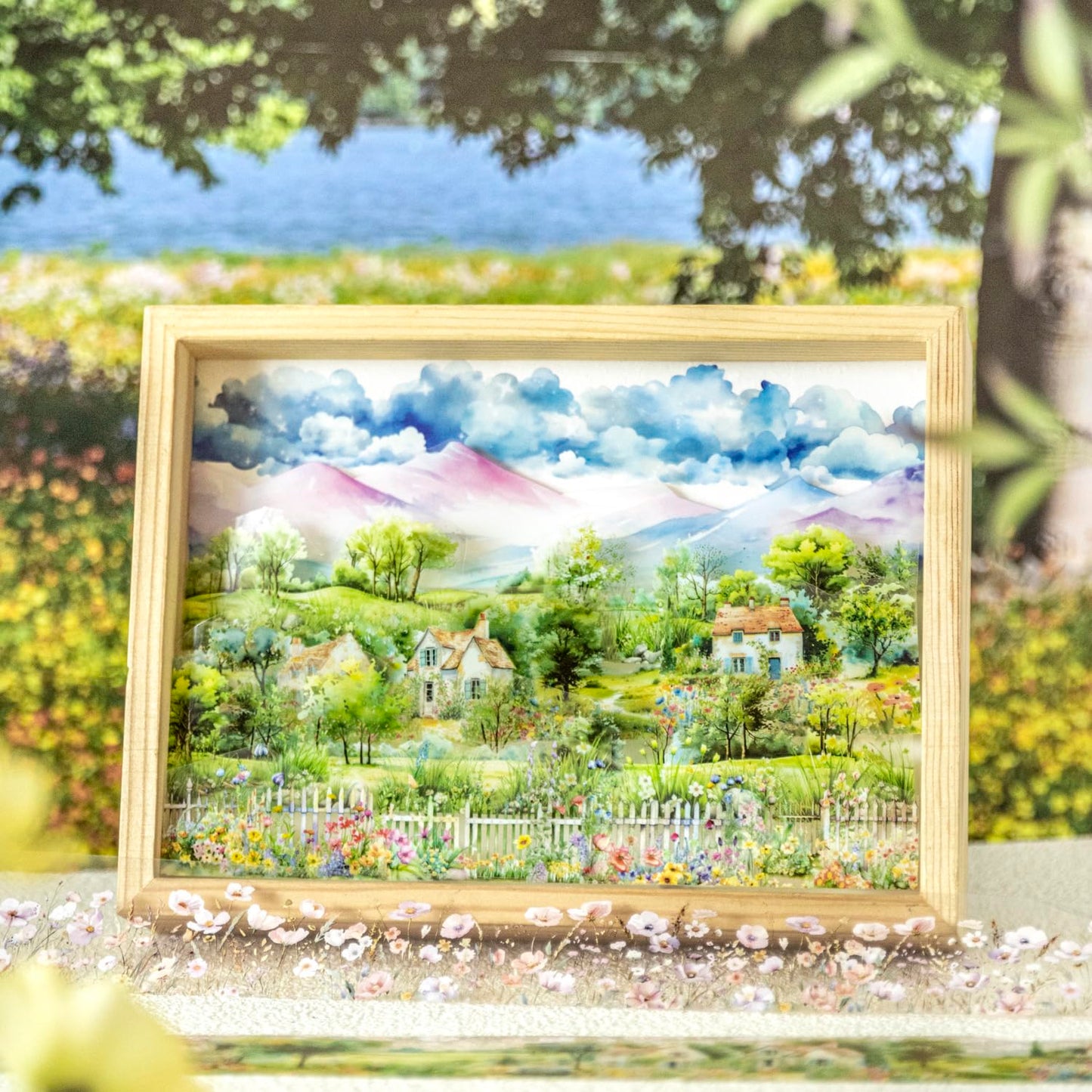 6 Rolls Transparent PET Tape Set, Nature Landscape Decorative Stickers for Scrapbooking, Journaling, DIY Crafts, Waterproof Craft Supplies with Decorative Clip