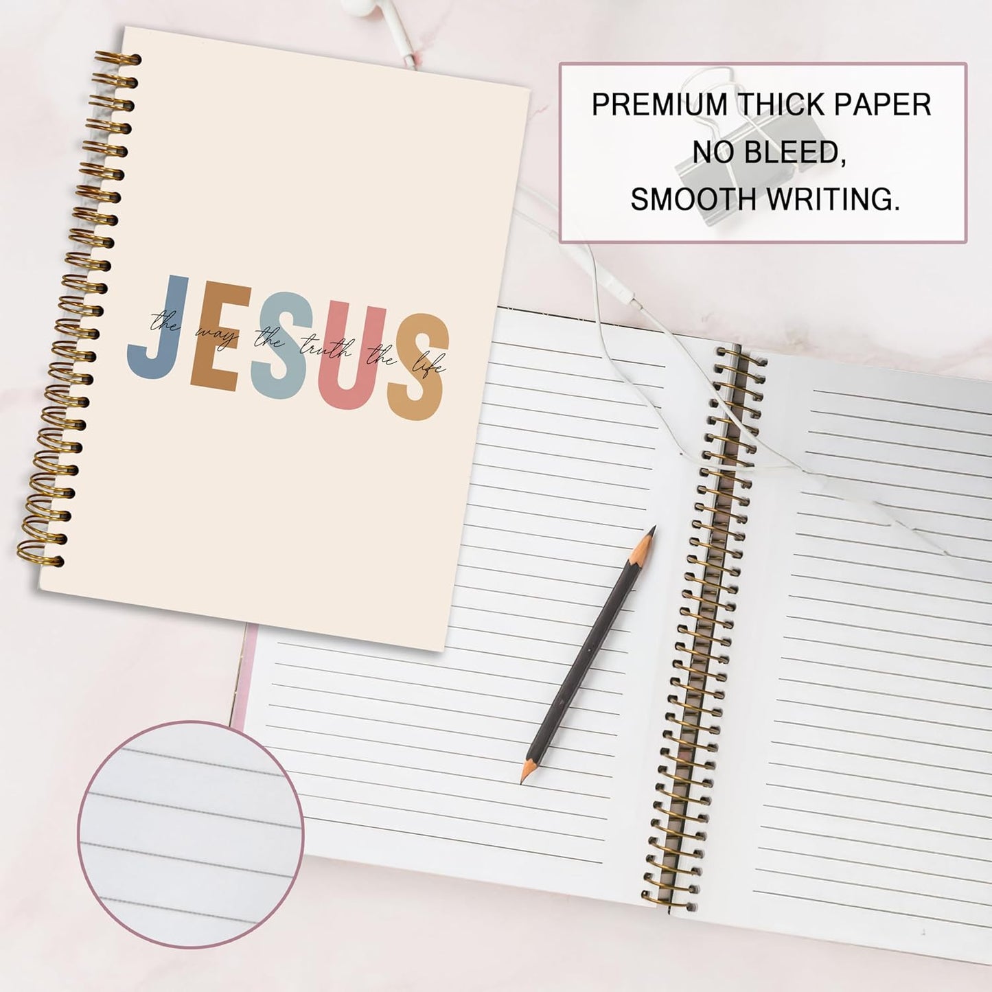 Bible Notebook, A5 Spiral Christian Journal with Floral Pink Butterfly Notebook, Bible Verse Jesus, Inspirational Notebooks for Women, Bible Study, Gift for Birthday Christmas, Office Supplies