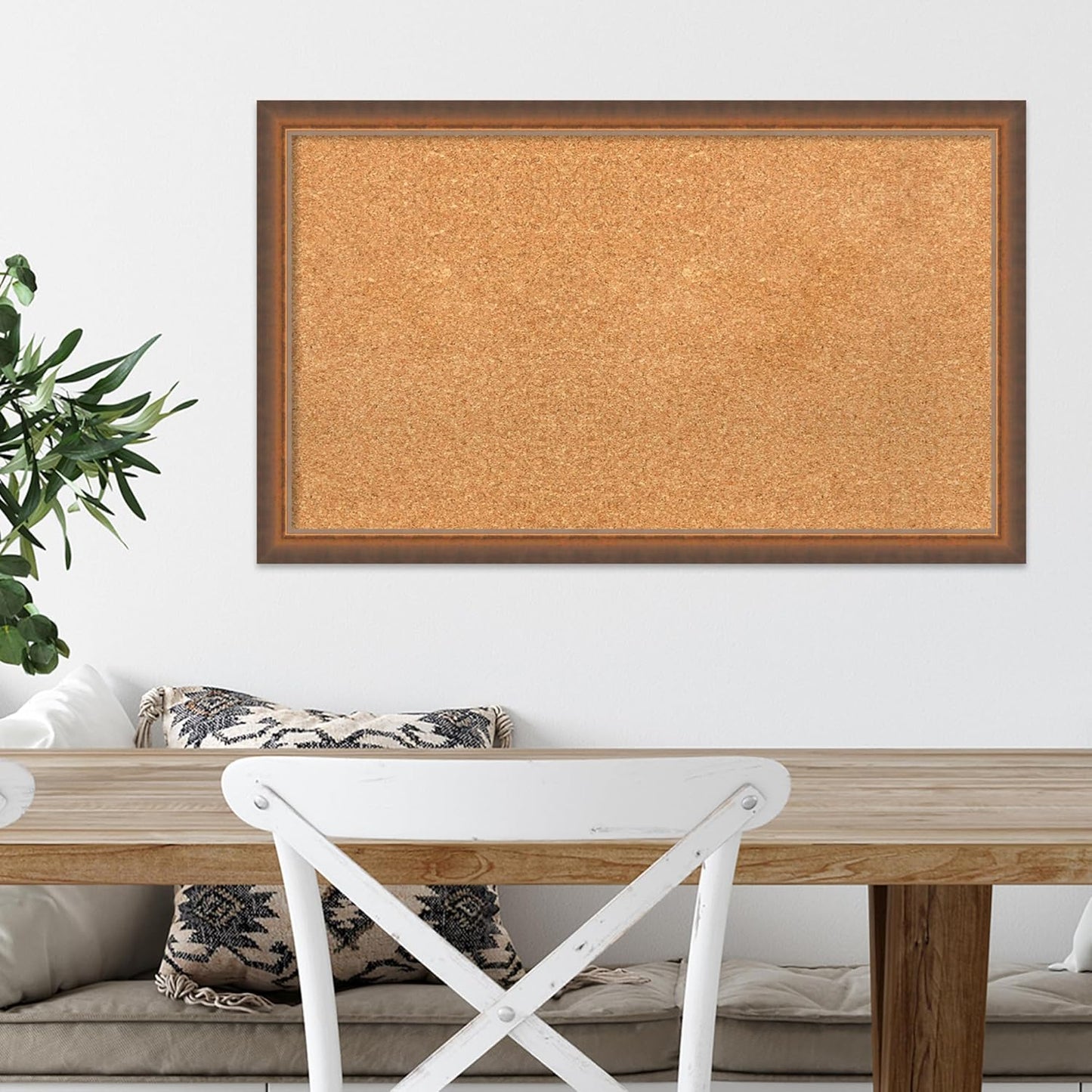 Amanti Art Natural Cork Board for Wall, 18x30 Vision Board with Bronze Frame, Medium Corkboard Office Decor for Home Organization, Modern Corkboard Pinboard to Display Items for Home Organization in
