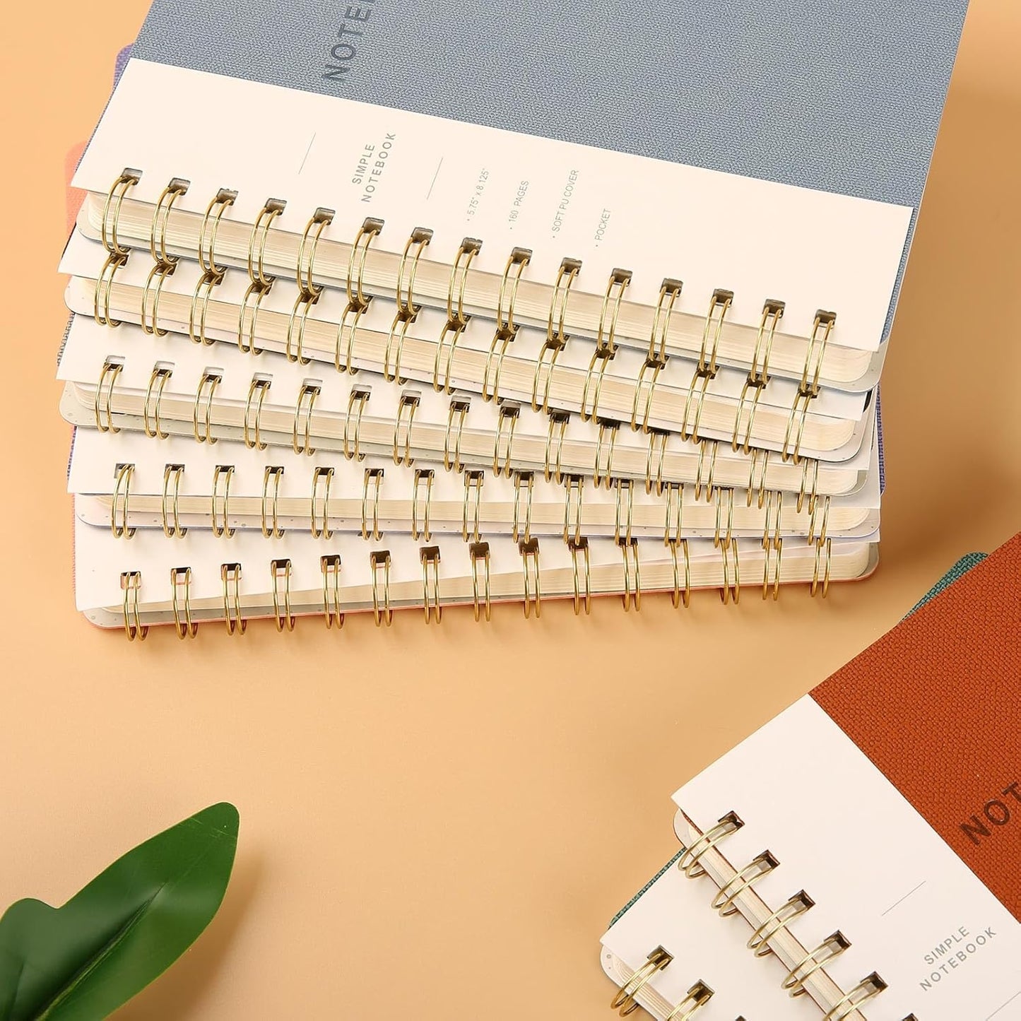 Spiral Notebook-5.75" x 8.125" College Ruled Journal with Inner Pockets and 160 Pages,PU Leather Cover Business Journal, Twin-Wire Binding Notebook Perfect for Office & Home School Supplies