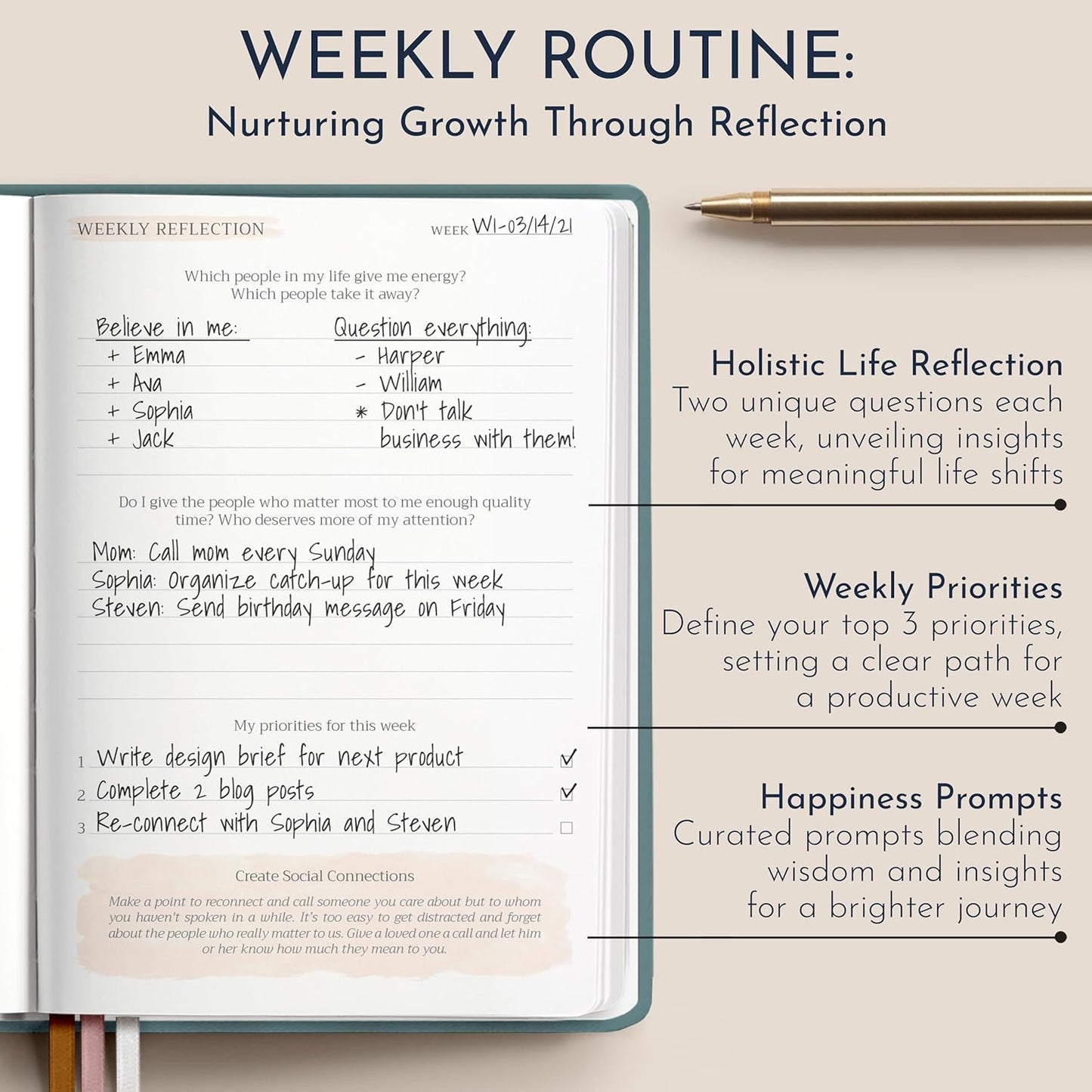 RYVE Daily Gratitude Journal for Women: 6-Month Guided Positivity & Wellness Journal with Prompts - Affirmation, Mindfulness, Self Help & Reflection, Gratitude Journal Notebook, Manifestation Journal