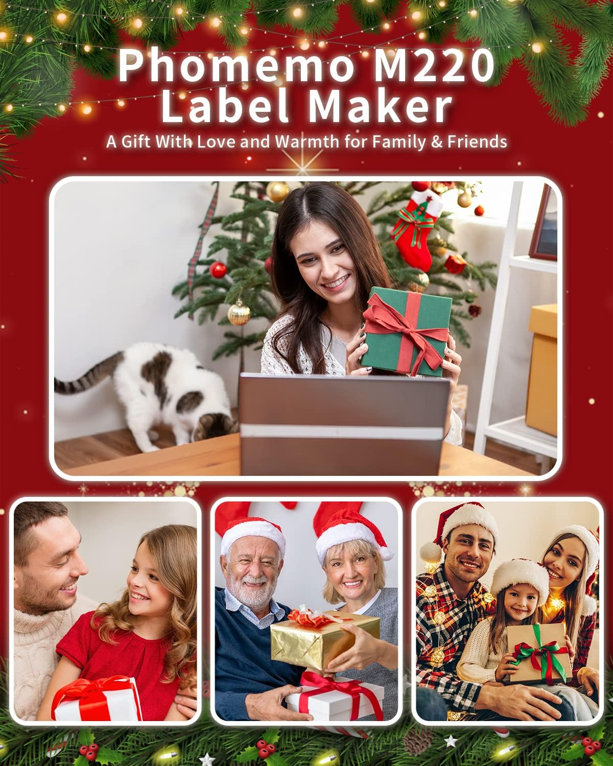 Phomemo M220 Label Maker, Bluetooth Printer, 3.14 Inch Portable Thermal Label Maker Machine for Barcode, Labeling, Organizing, Small Business, Compatible with iOS & Android, with 3 Label