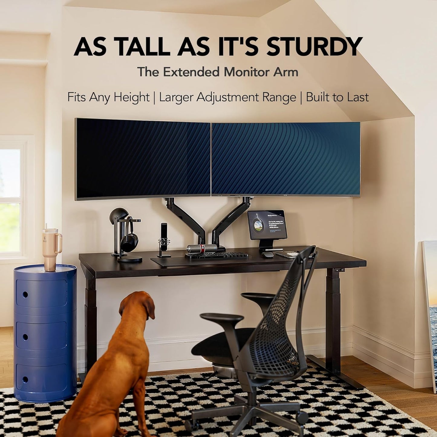 HUANUO Dual Monitor Stand for 13 to 40 inch, Premium Dual Monitor Mount with USB, Height Adjustable Monitor Stand for 2 Monitors, VESA Mount with Clamp/Grommet Base, Each Arm Hold up to 26.4lbs, HNDS7