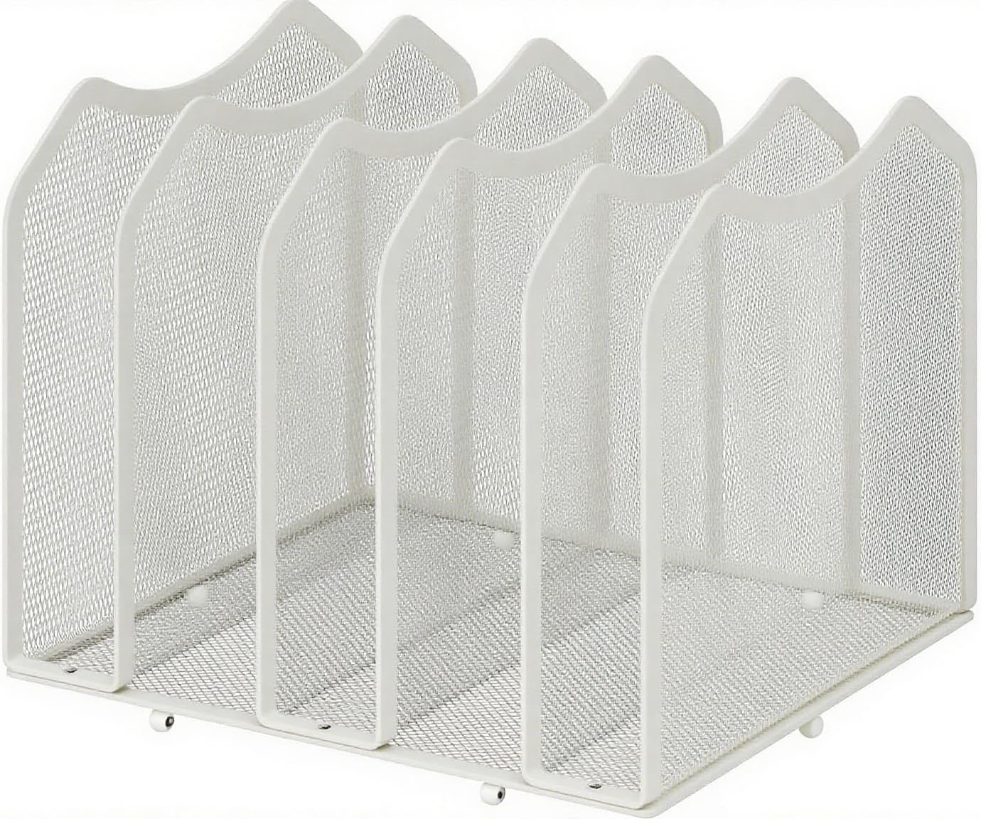 Simple Trending Mesh Desktop File Sorter Organizer, 5-Section Bookshelf for Desk Home Office, White