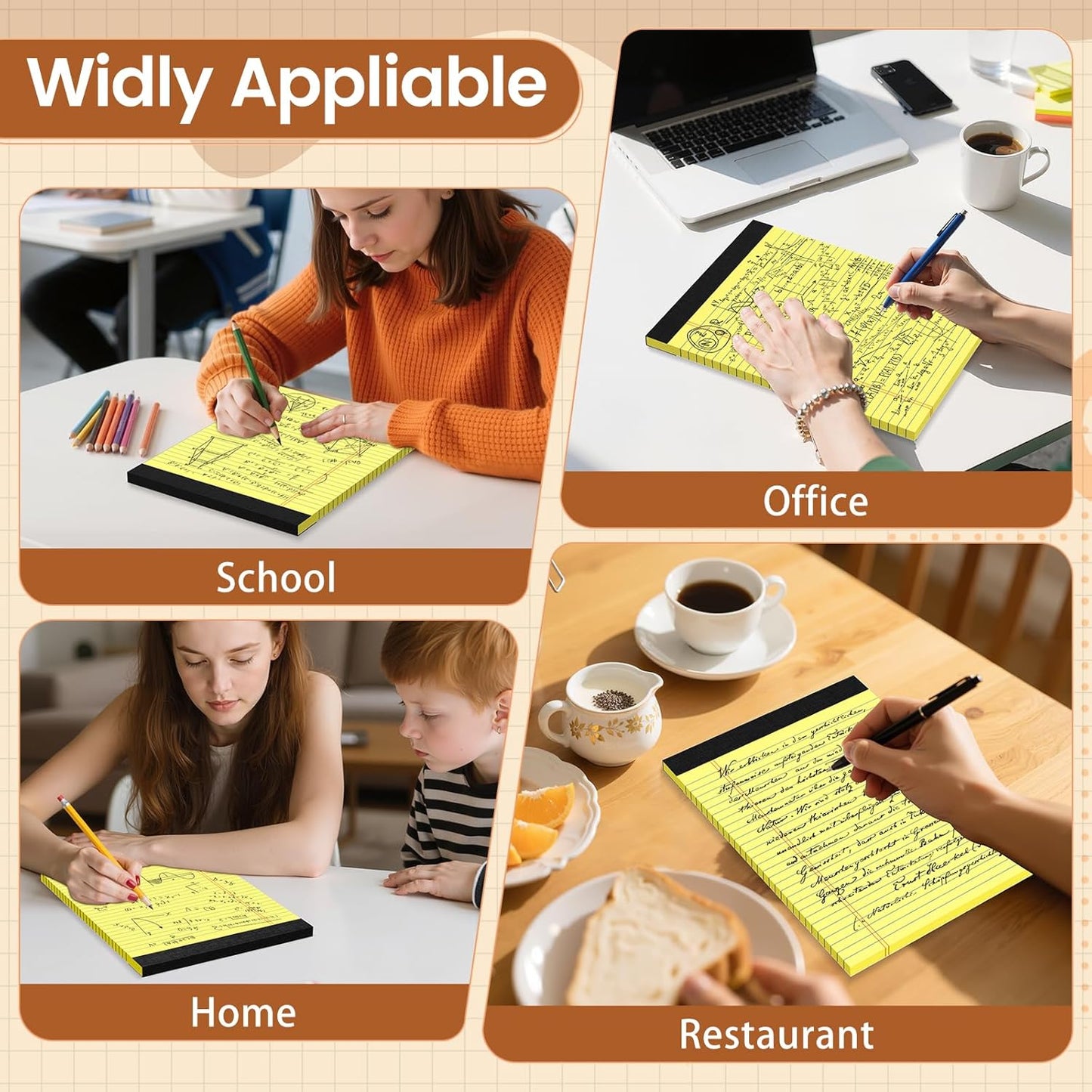 Legal Pads 8.5 X11, Narrow Ruled Notepads, 2 Pack, 50 Sheet/Pad, Yellow Legal Pads, Tear Off Notepad, Perforated Writing Pad, Notebook Paper College Ruled, Notepads for Office Home School, Notepad