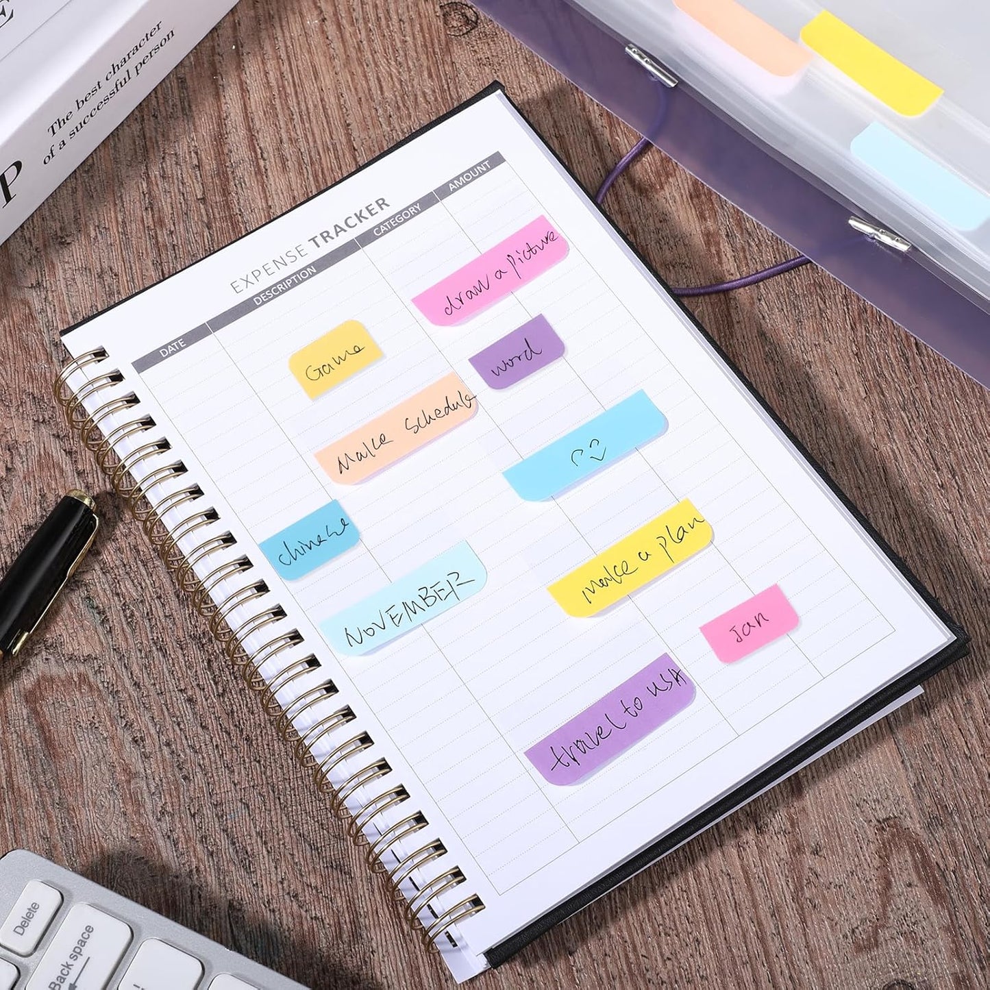 360 Pcs Sticky Index Tabs, Colored Book Sticky Tabs for Notebooks, Repositionable Page Tabs for Notebooks File Classification (1 Inch, 1.8×1 Inch)