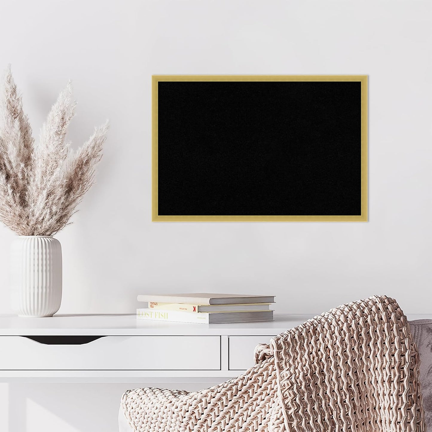 Amanti Art Black Cork Board for Wall, 17x25 Vision Board with Gold Wood Frame, Medium Corkboard Office Decor for Home Organization, Modern Contemporary Corkboard Pinboard to display items for home