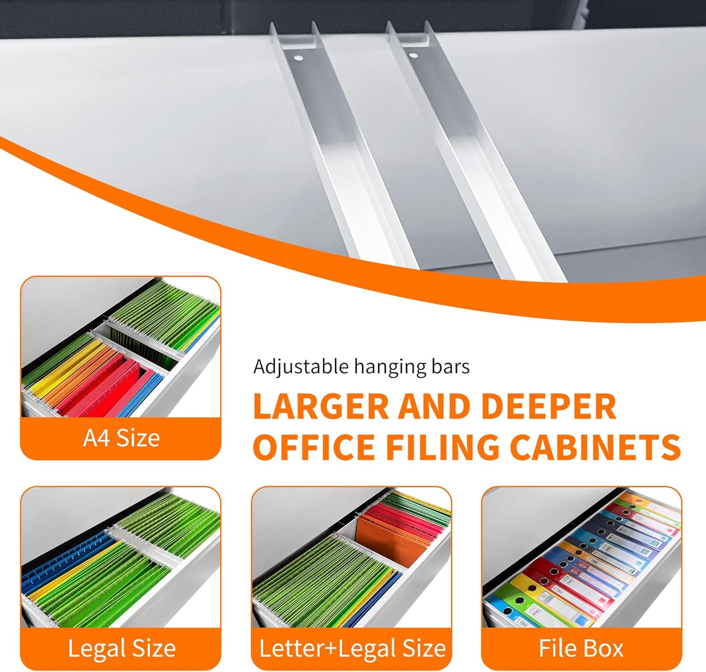 Locking Filing Cabinet with 5 Drawer Heavy Duty Large Metal File Cabinet Home Office Lateral File Cabinets Wide Steel Cabinet for Legal/Letter Size File,Assembly Required