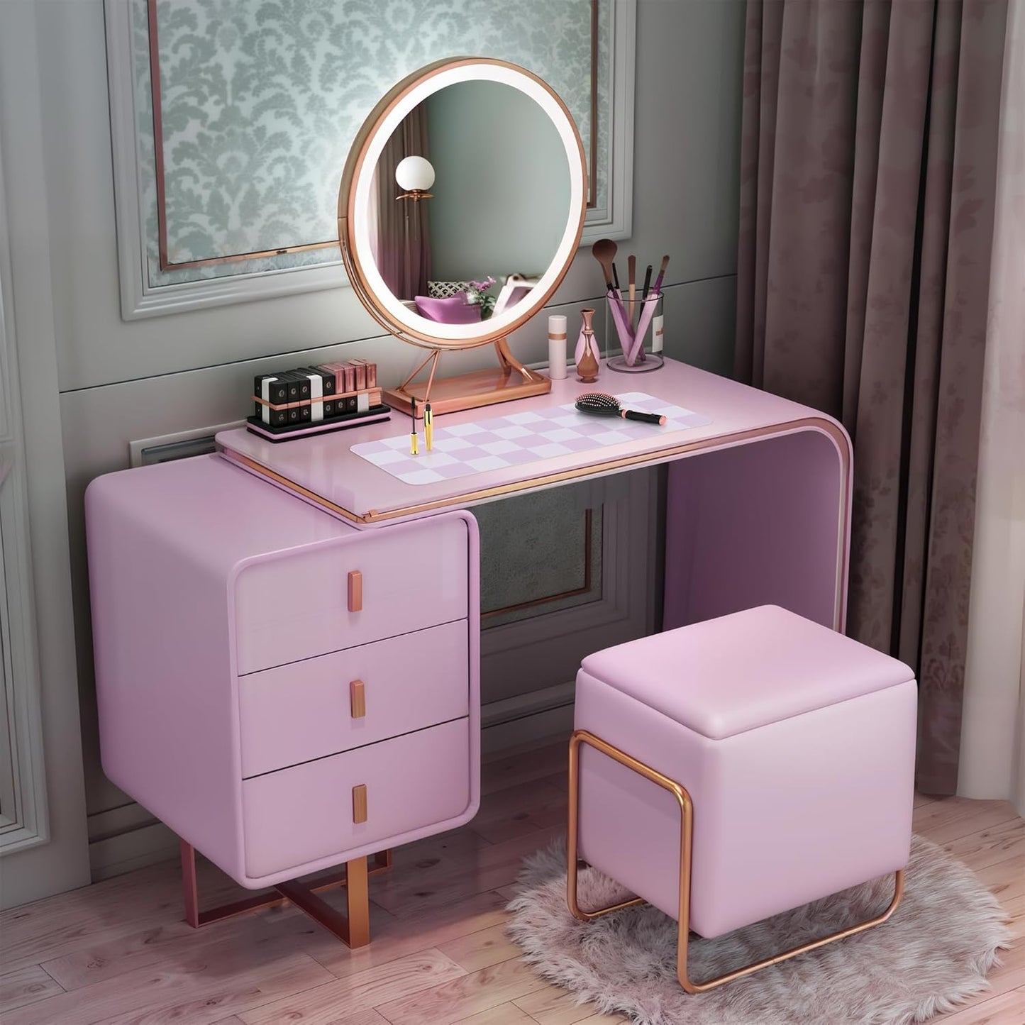 Non-Slip Desk Pad, Mouse Pad, Waterproof PU Leather Desk Protector, Large Desk Blotter, Easy Clean Laptop Desk Writing Mat for Work/Home/Decor(Purple 31.5" x 12")