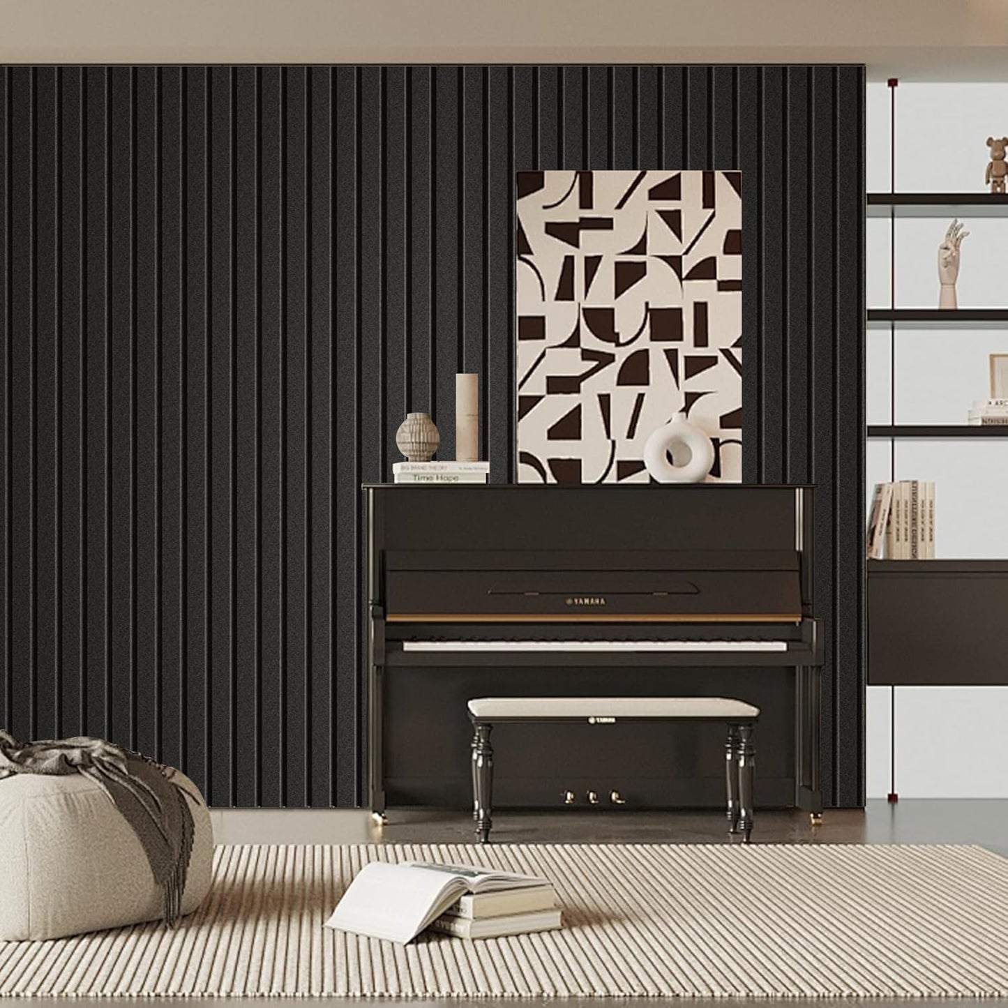 3 Pack Sound Proof Foam Panels for Walls 47.2"x23.6" Large Acoustic Panels Sound Absorbing, Self-Adhesive Soundproof Wall Panels for Home Studio, Office, Recording, Black (3 Pack Black)