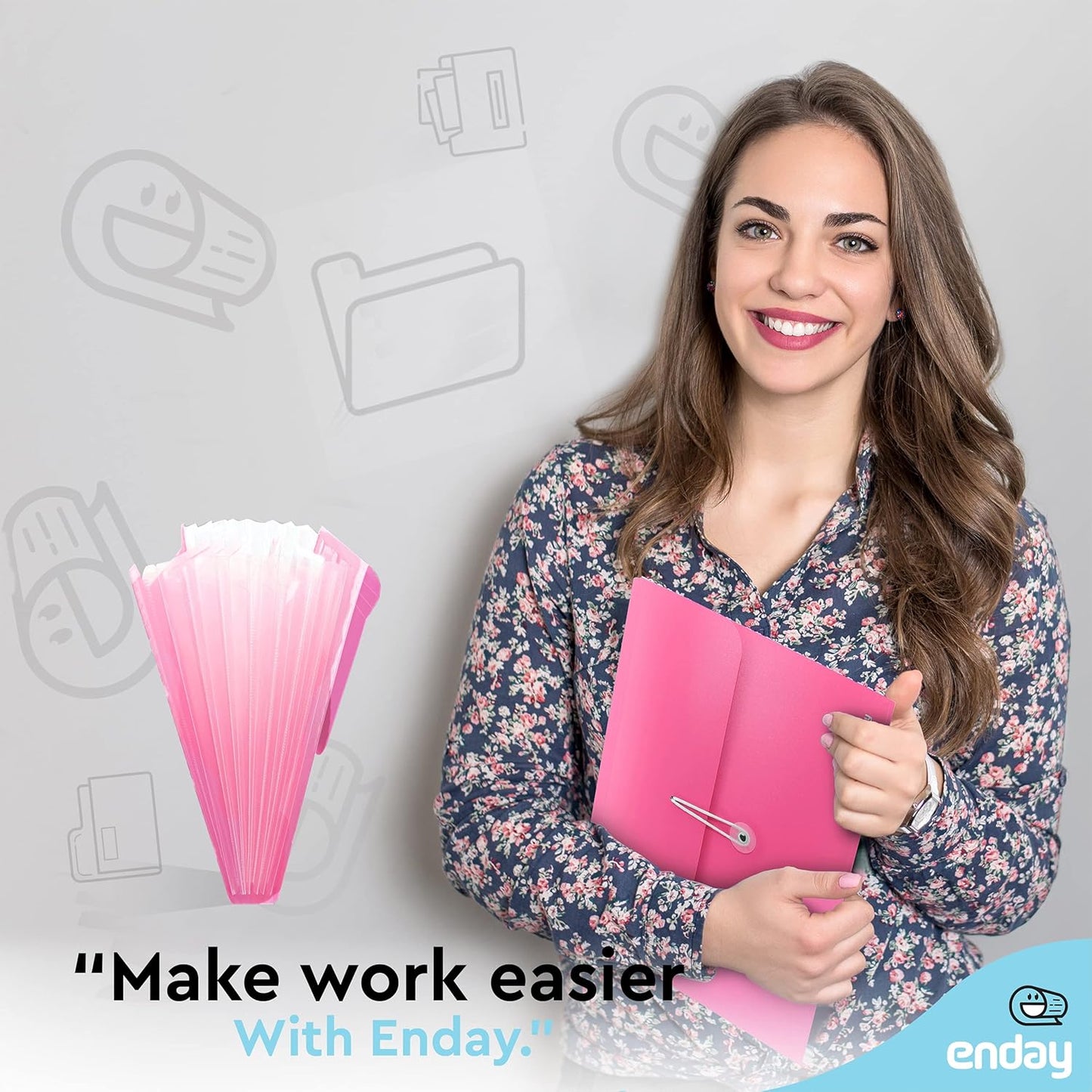 Accordion File Organizer Pink, 7 Pocket Expanding File and Cover Folder with Labels, Plastic Portable Desktop Letter A4 Paper, Also Available in Red, Purple, Green, Blue, Grey, 1 Pc – by Enday