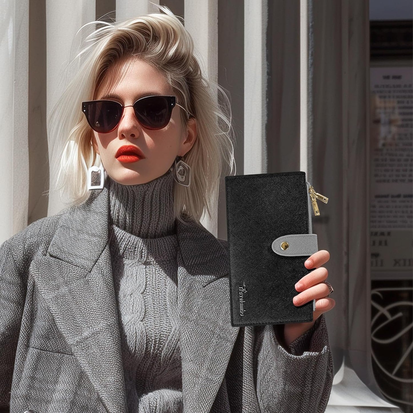 Travelambo RFID Wallet Women Bifold Multi Card Wallet Case with Zipper Pocke Credit Card Holder for Women