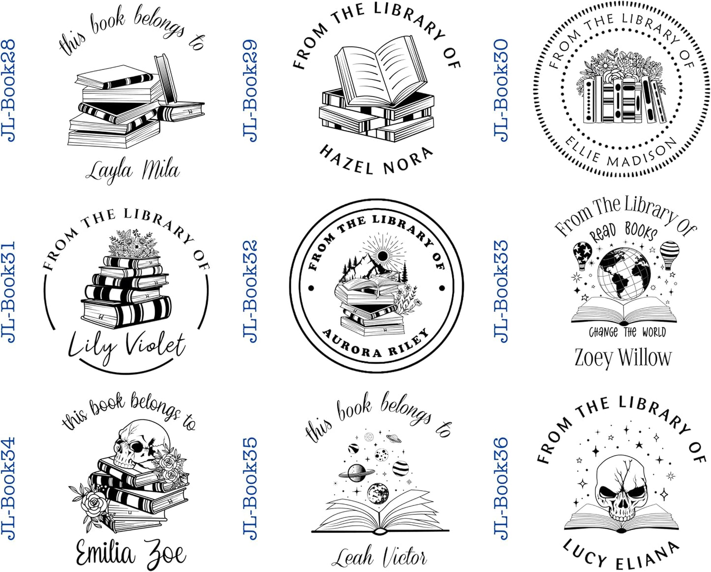 Pickled Stamps Personalized Embosser Book Stamp - from The Library of | Custom Books 1 5/8/ inchs x Black Red Blue Green Purple