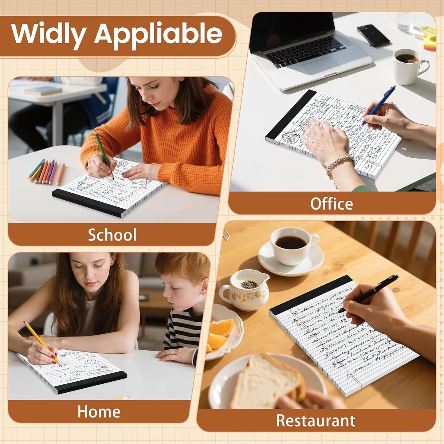 Legal Pads 8.5 X11, Narrow Ruled Notepads, 12 Pack, 50 Sheet/Pad, White Legal Pads, Tear Off Notepad, Perforated Writing Pad, Notebook Paper College Ruled, Notepads for Office Home School, Notepad