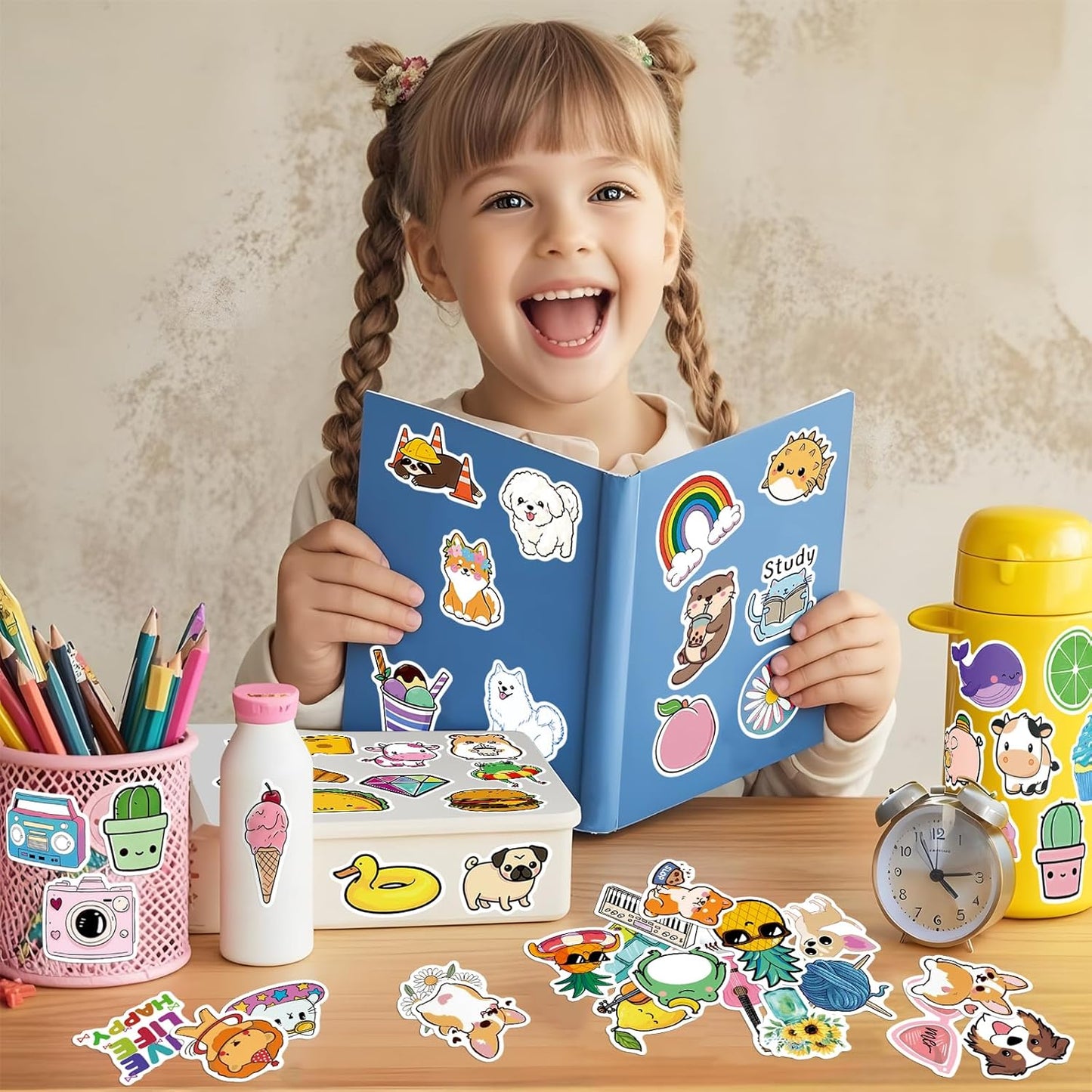 300 PCS Water Bottle Stickers for Kids,Cute Waterproof Vinyl Laptop Stickers Pack for School Supplies Classroom Teacher Prizes, Fun Gift Sticker Pack for Girls Teens Students